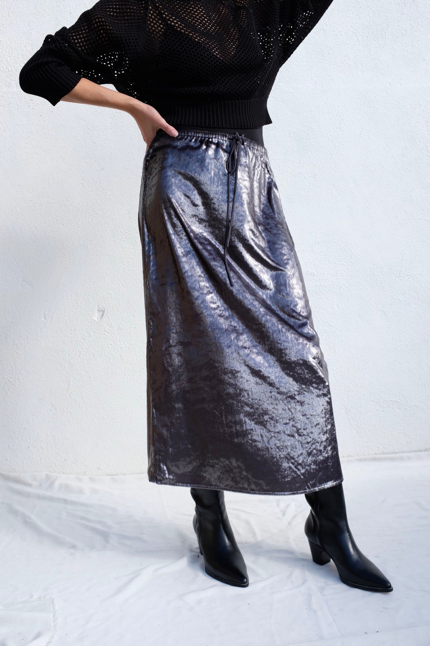 No. 6 Inez Skirt / Silver Pony Hair