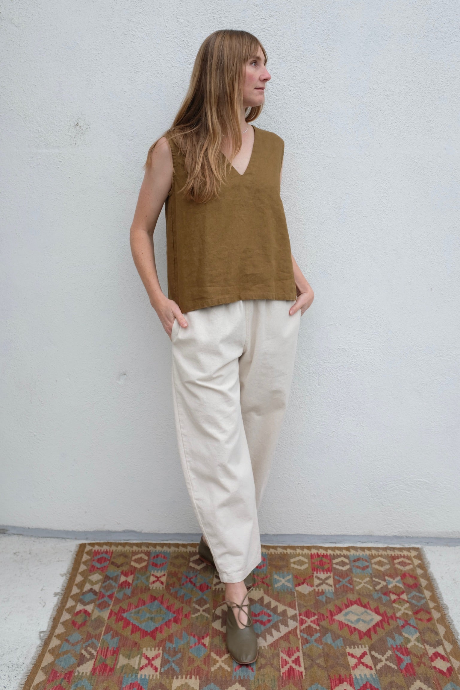 Moss Grey Orlando Trouser / Vanilla Bean