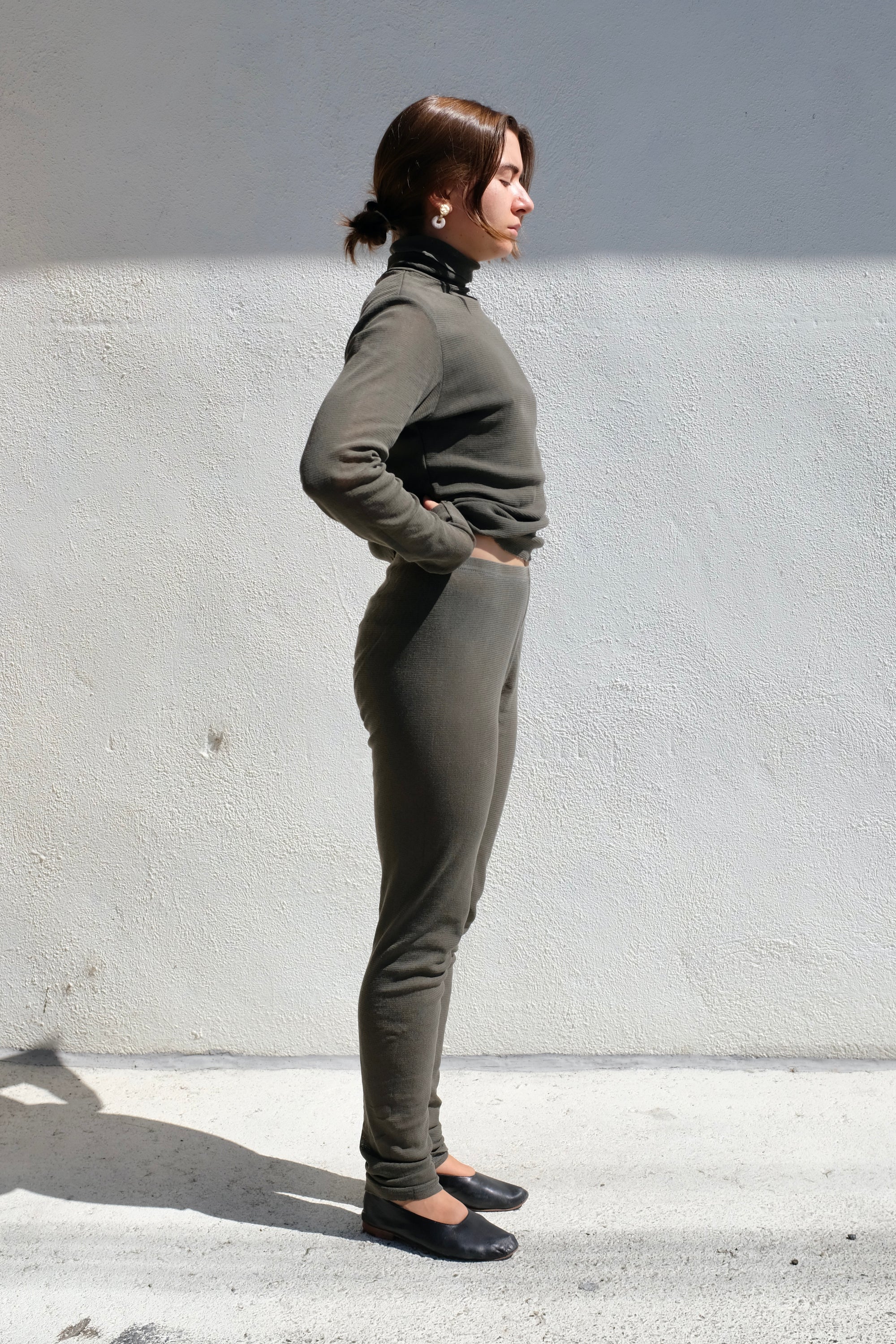 Black Crane Mesh Leggings / Slate