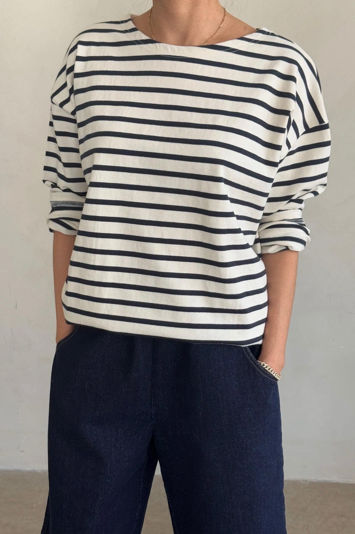 Le Bon Shoppe Marseille Boat Neck Top / Navy Stripe