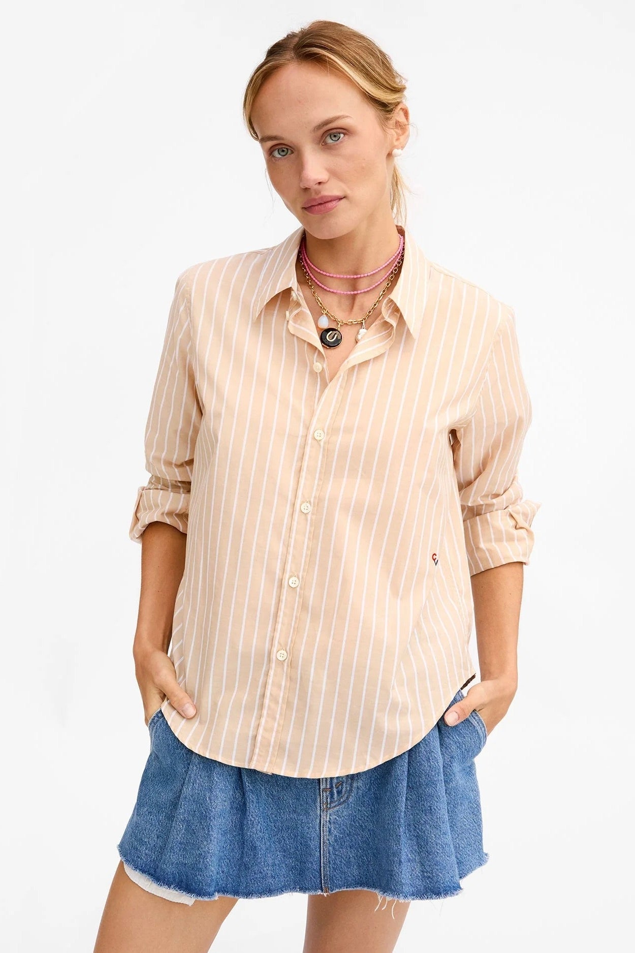 Clare V. Suzette Shirt / Sand + Cream