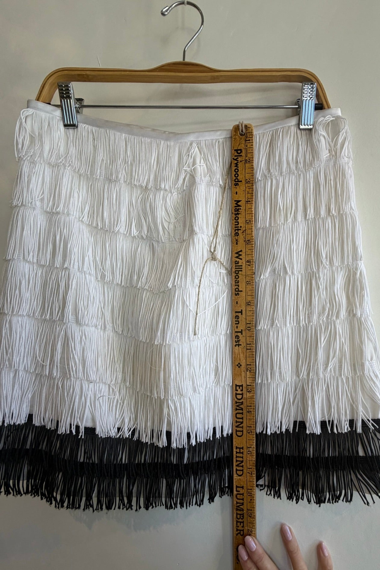 Pre-Loved / Shelly Kano Fringe Skirt / Black + White / Size M
