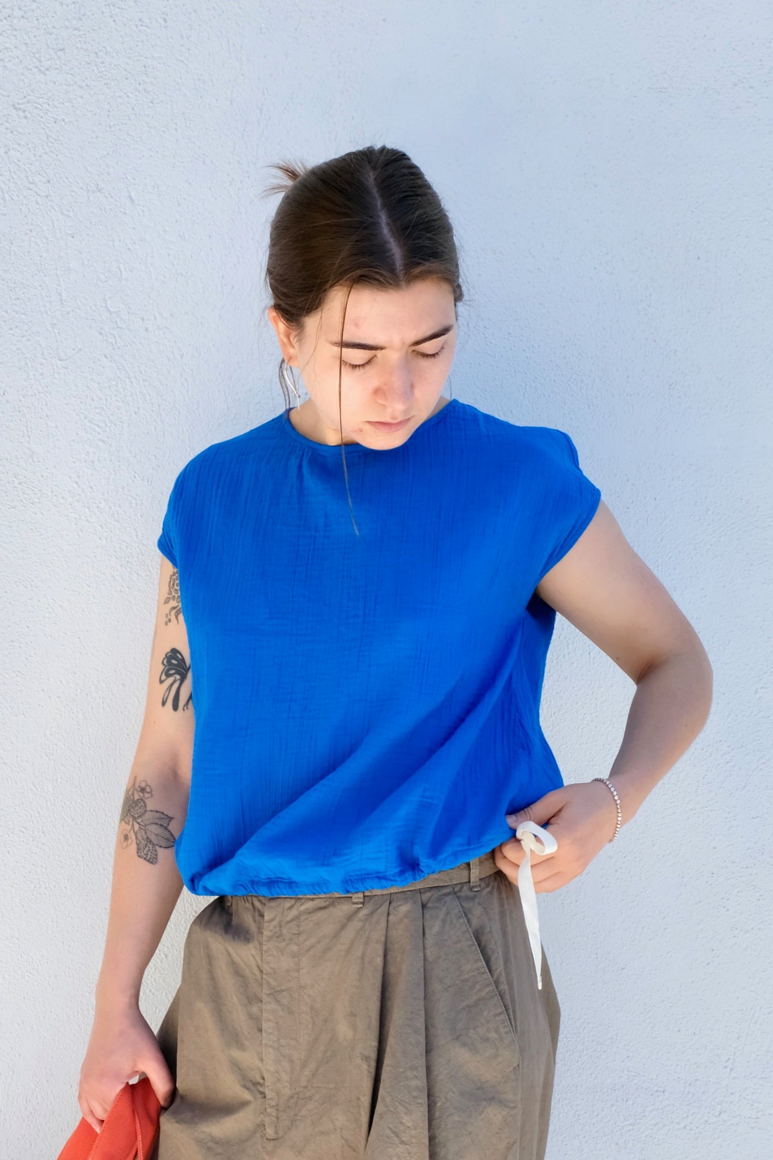 Atelier Delphine Slip On Blouse Cap Sleeve / Sailor's Blue