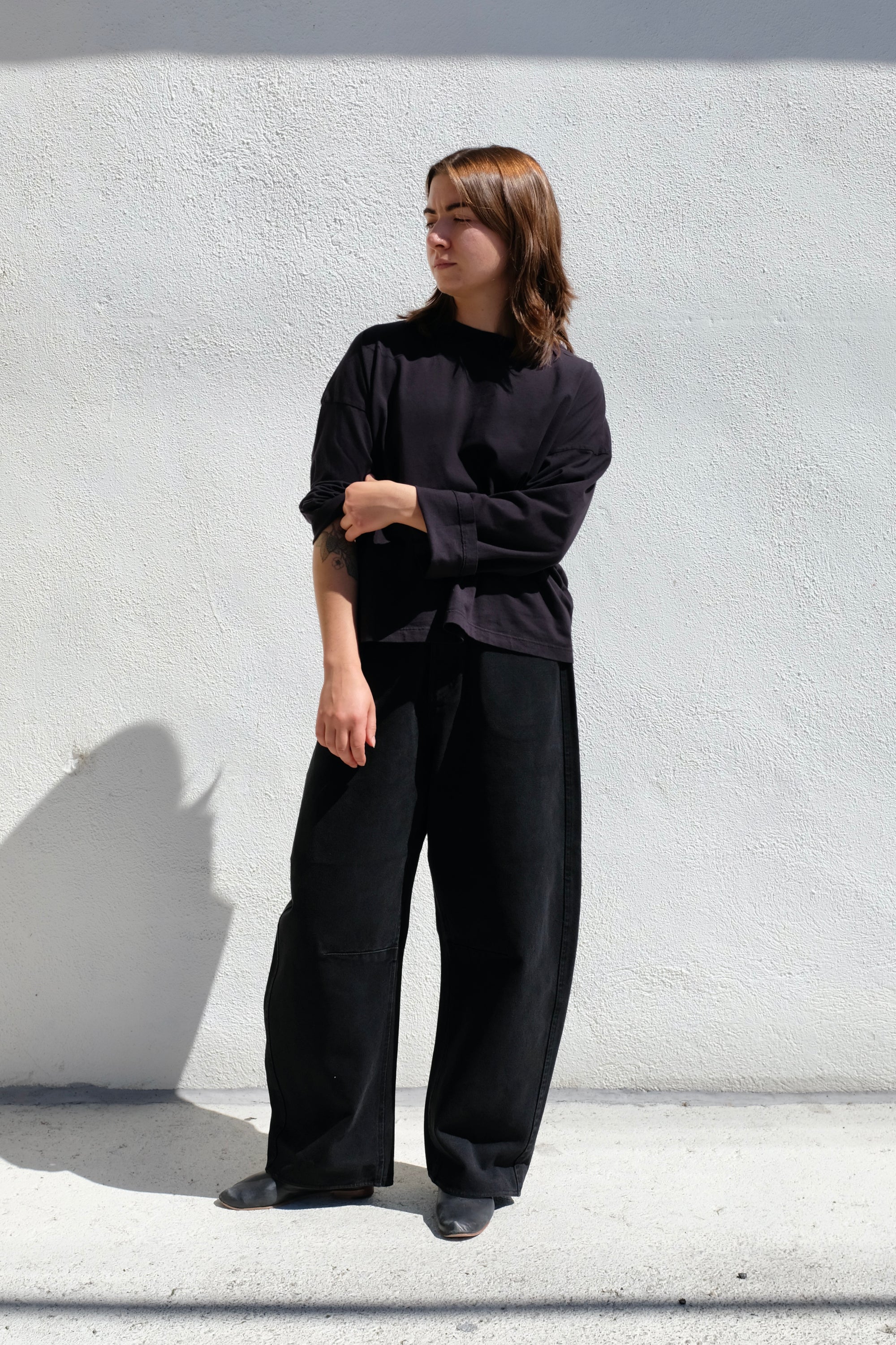 Black Crane Wide Long Sleeve Tee / Black