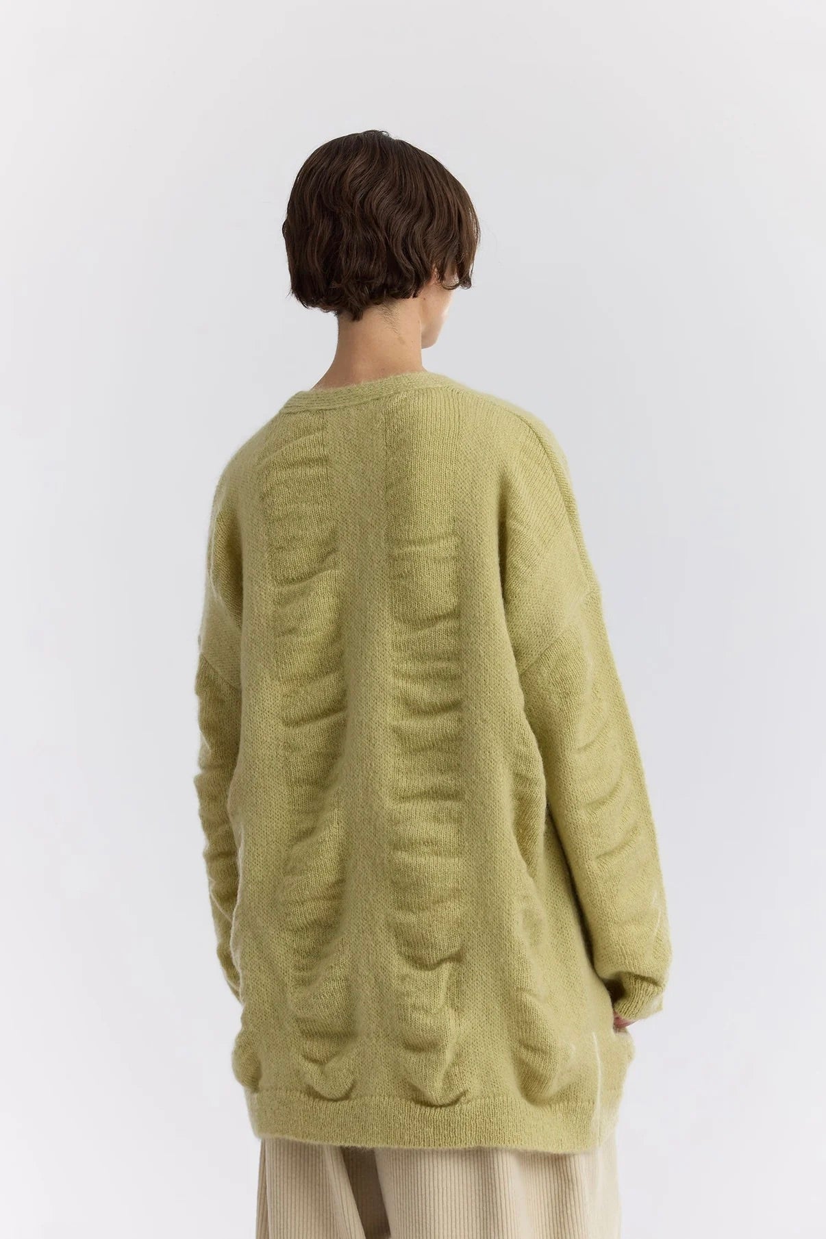 Black Crane Waterfall Cardigan / Lime