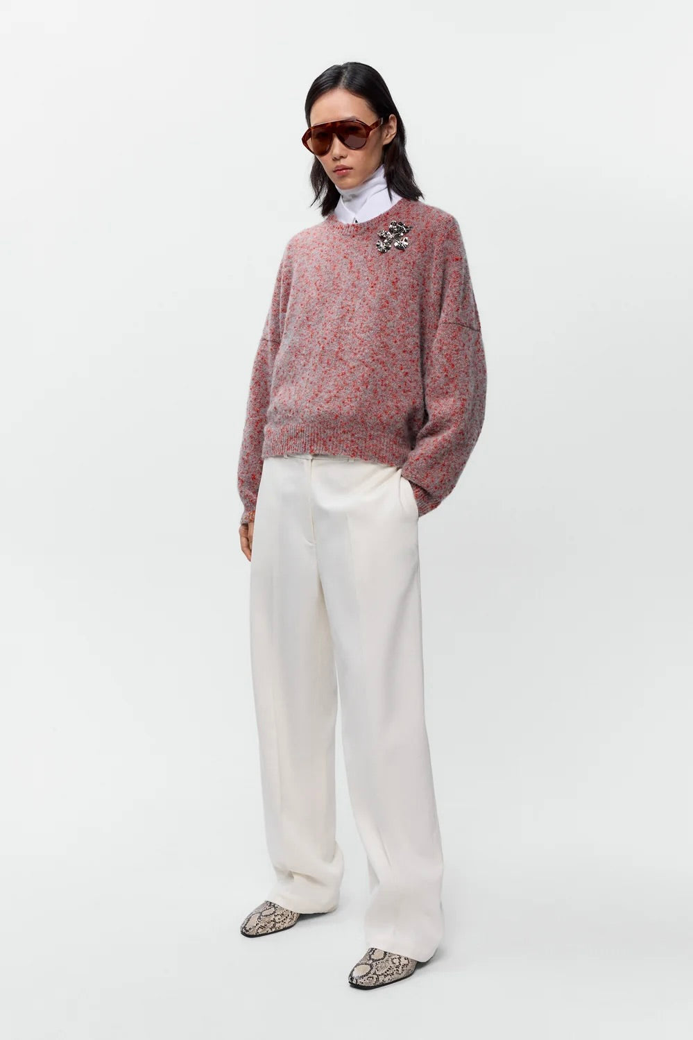 Cordera Speckled Crewneck Sweater / Malva