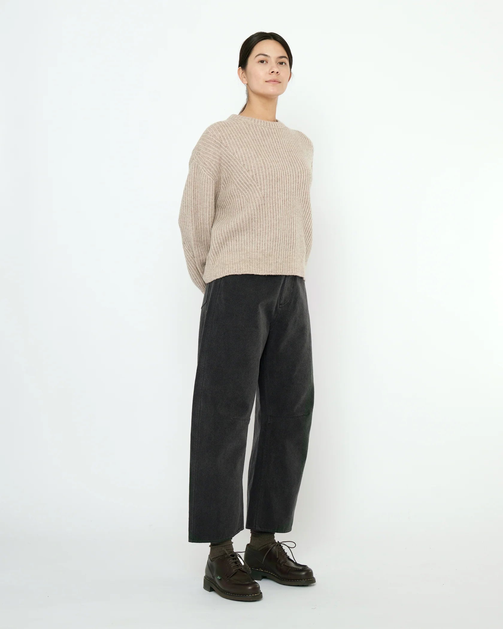 7115 by Szeki Striped Poet Sweater / Taupe Sand