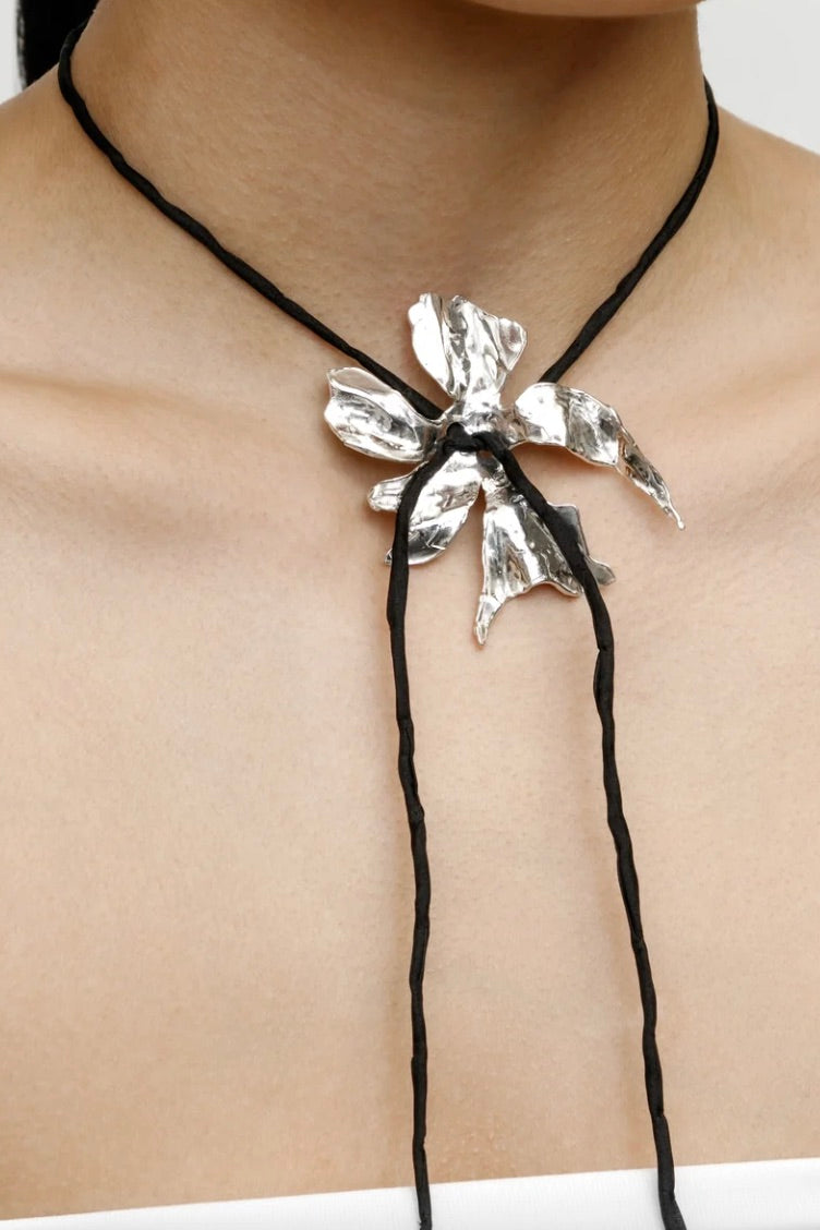Wolf Circus Flower Cord Necklace / Sterling Silver