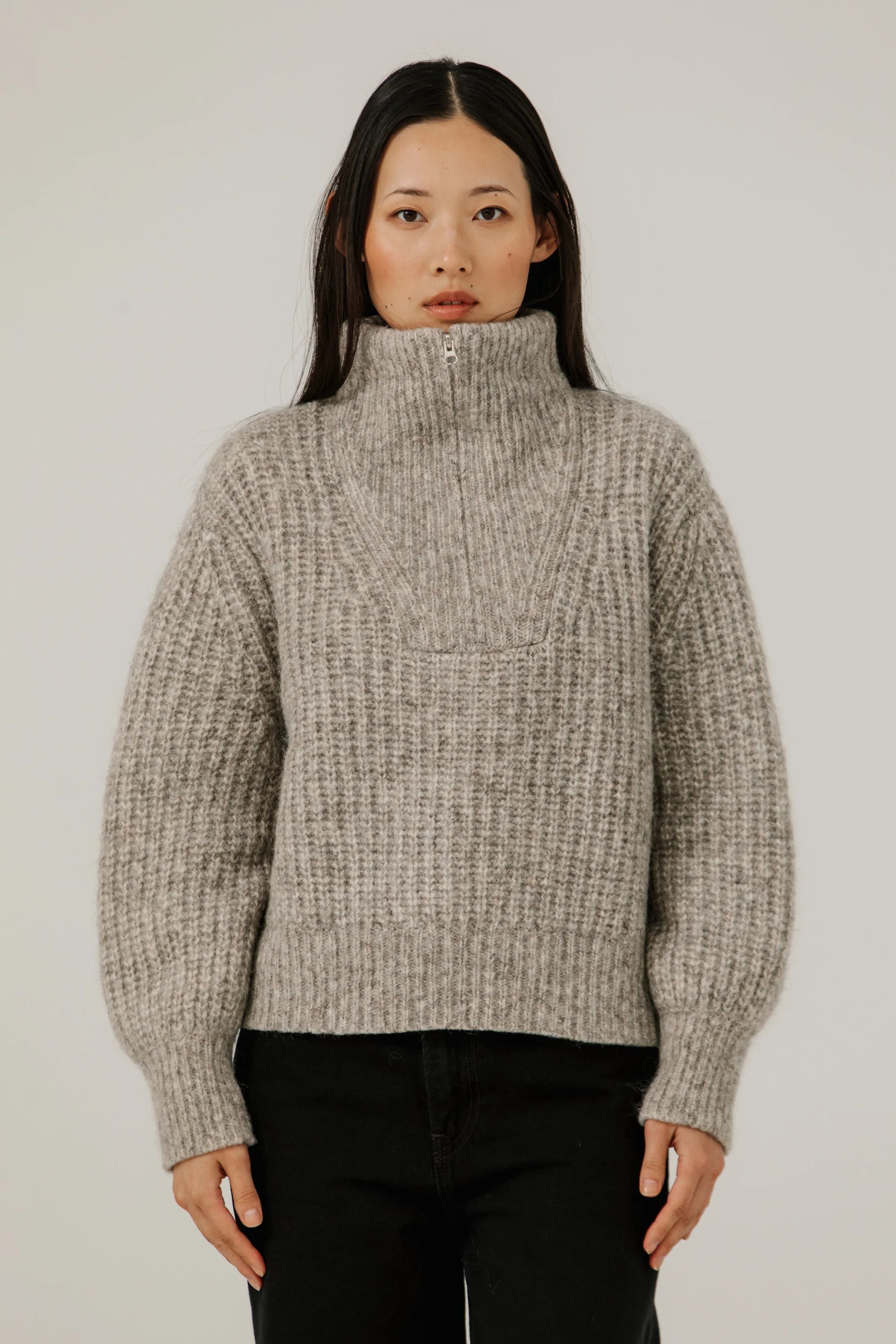 Bare Knitwear Alpine Quarter Zip / Marble Grey