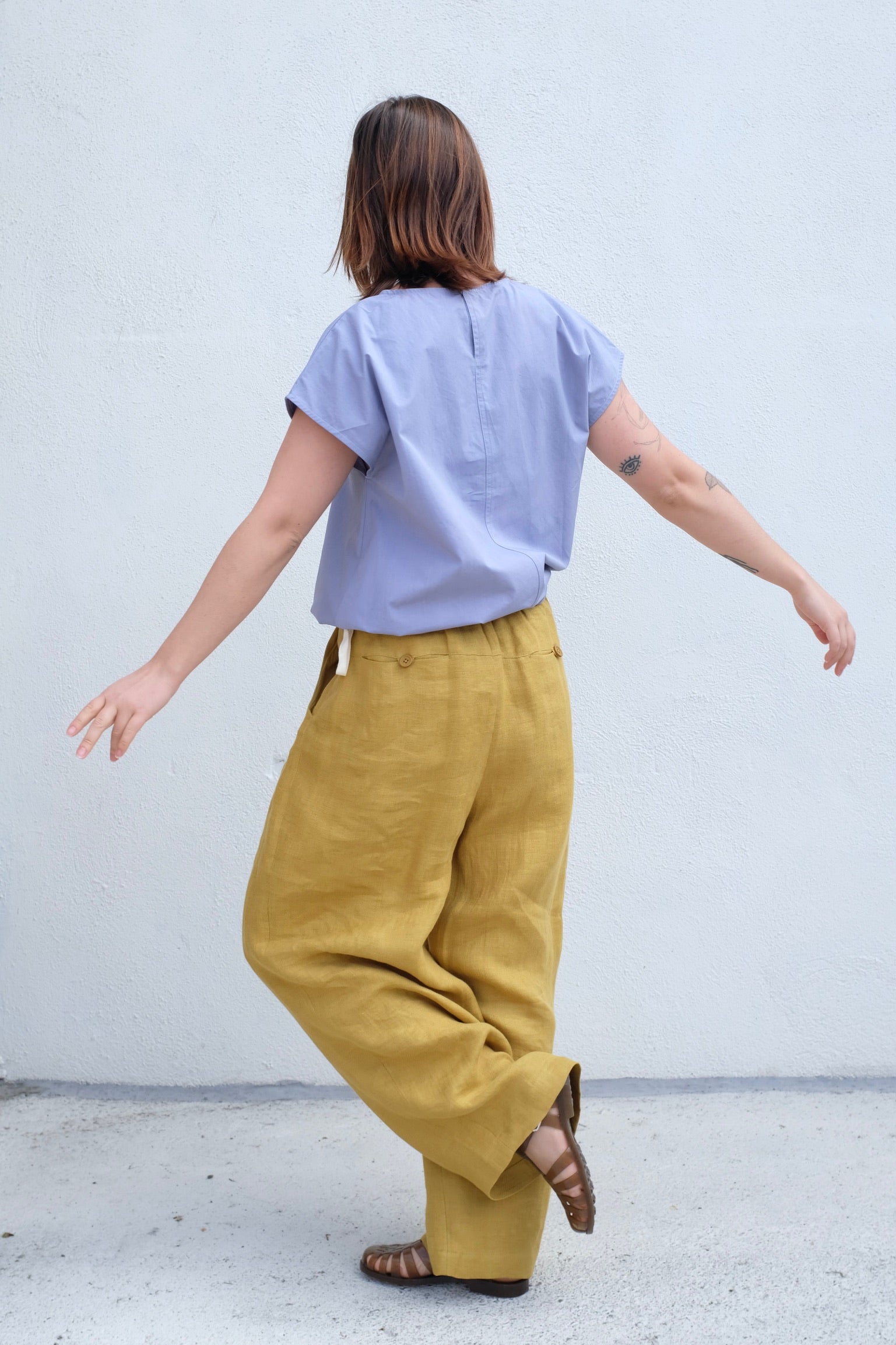 Linen Pleated Trouser / Mustard