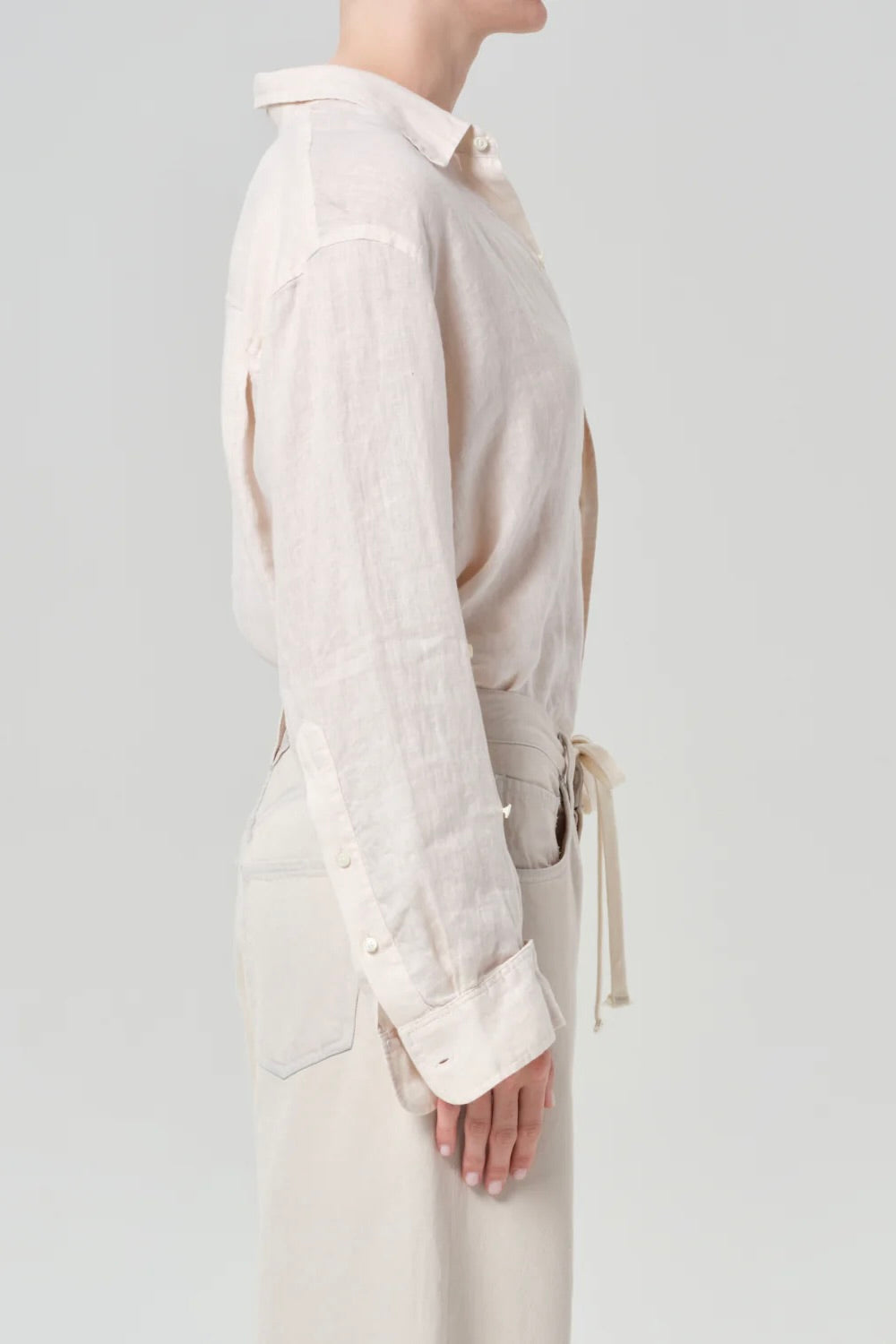 Citizens of Humanity Kayla Shrunken Linen Shirt / Pale Stone