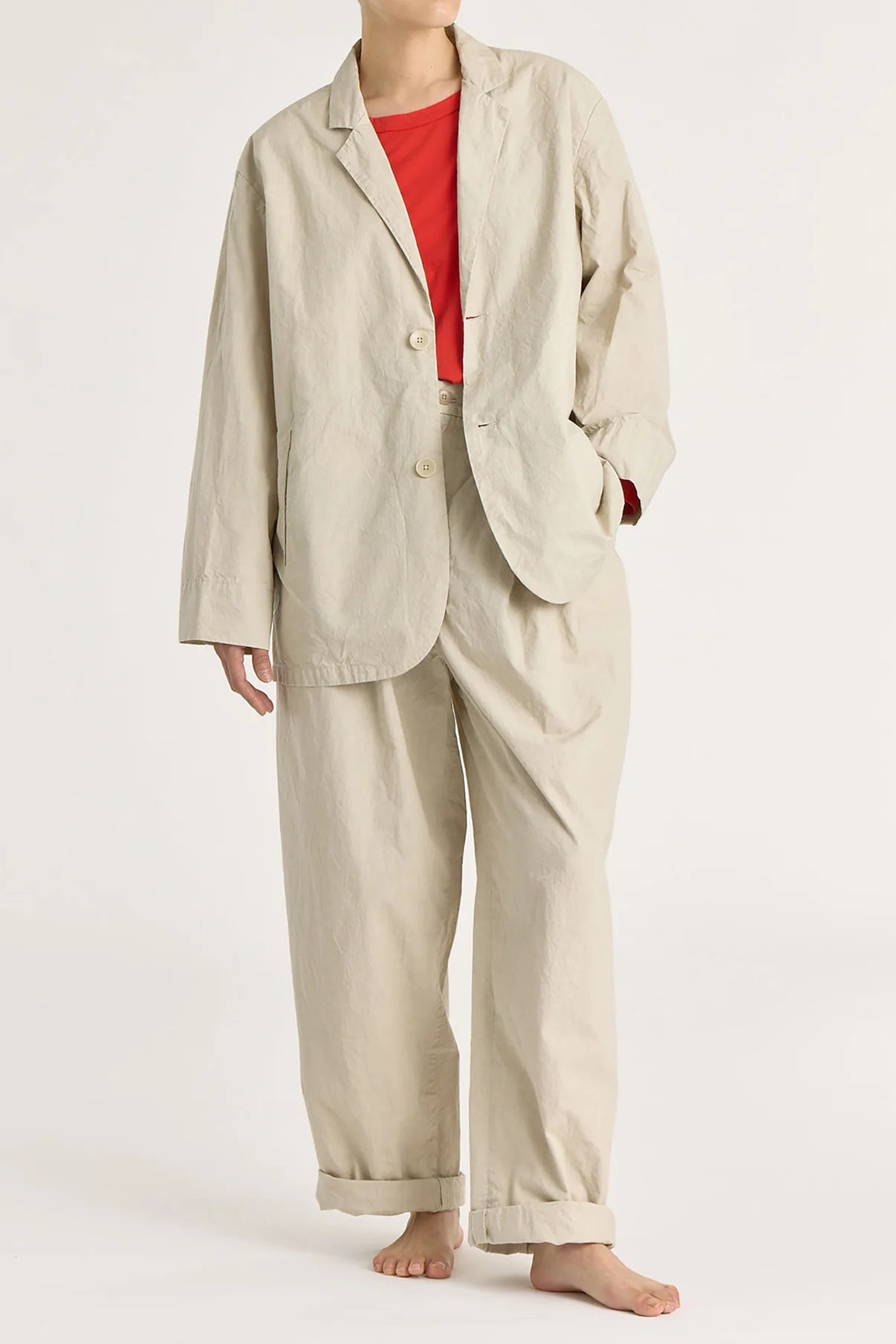 Black Crane Crinkled Blazer / Stone