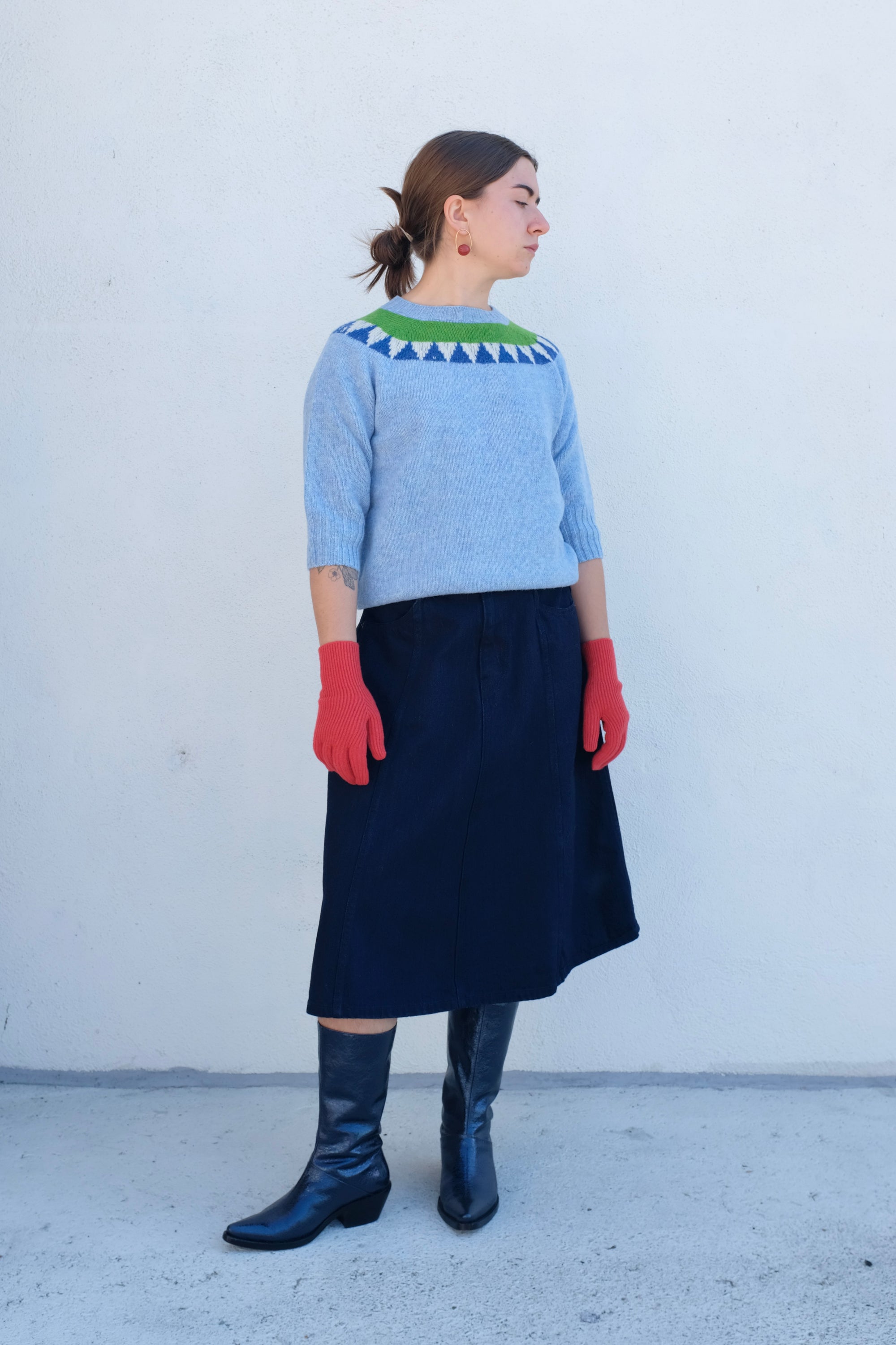 La Fetiche Otta Fairisle Sweater / Light Blue