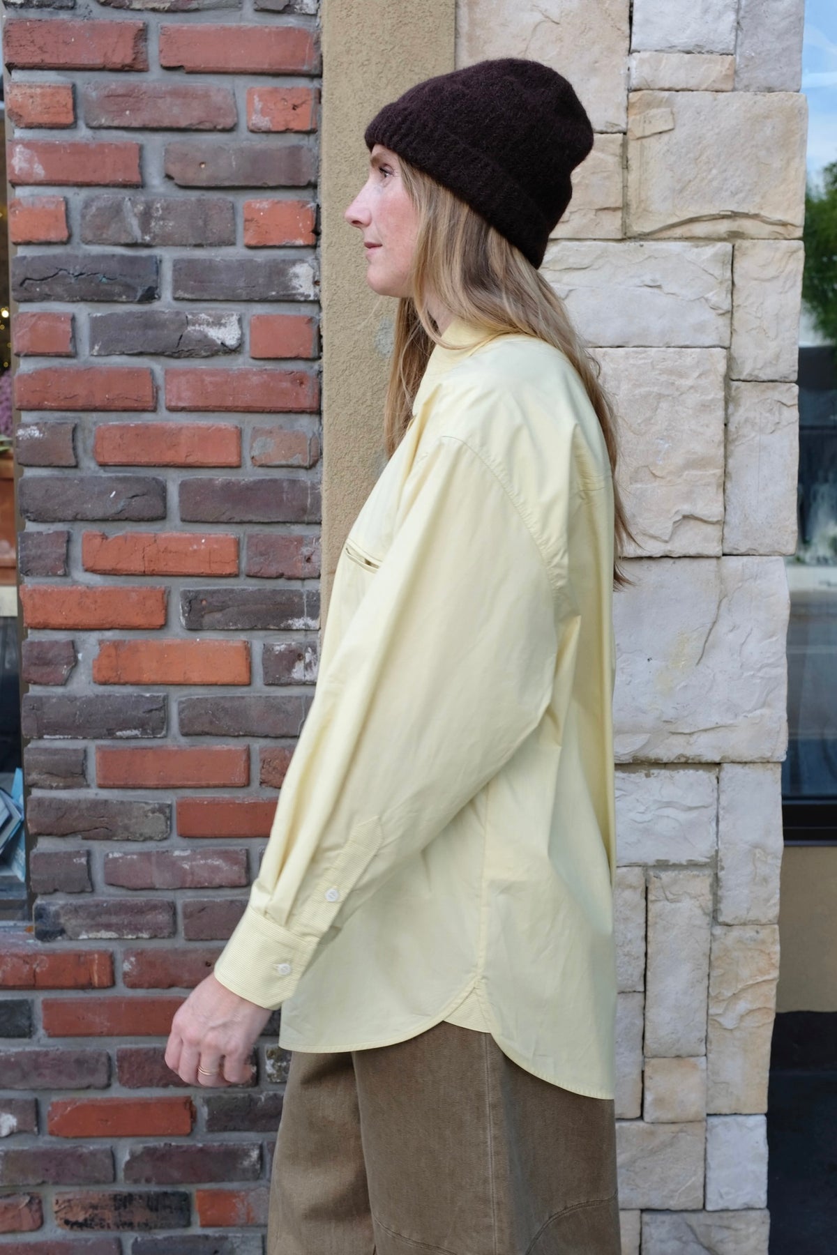 Cawley Japanese Striped Cotton Phoebe Shirt / Butter Stripe