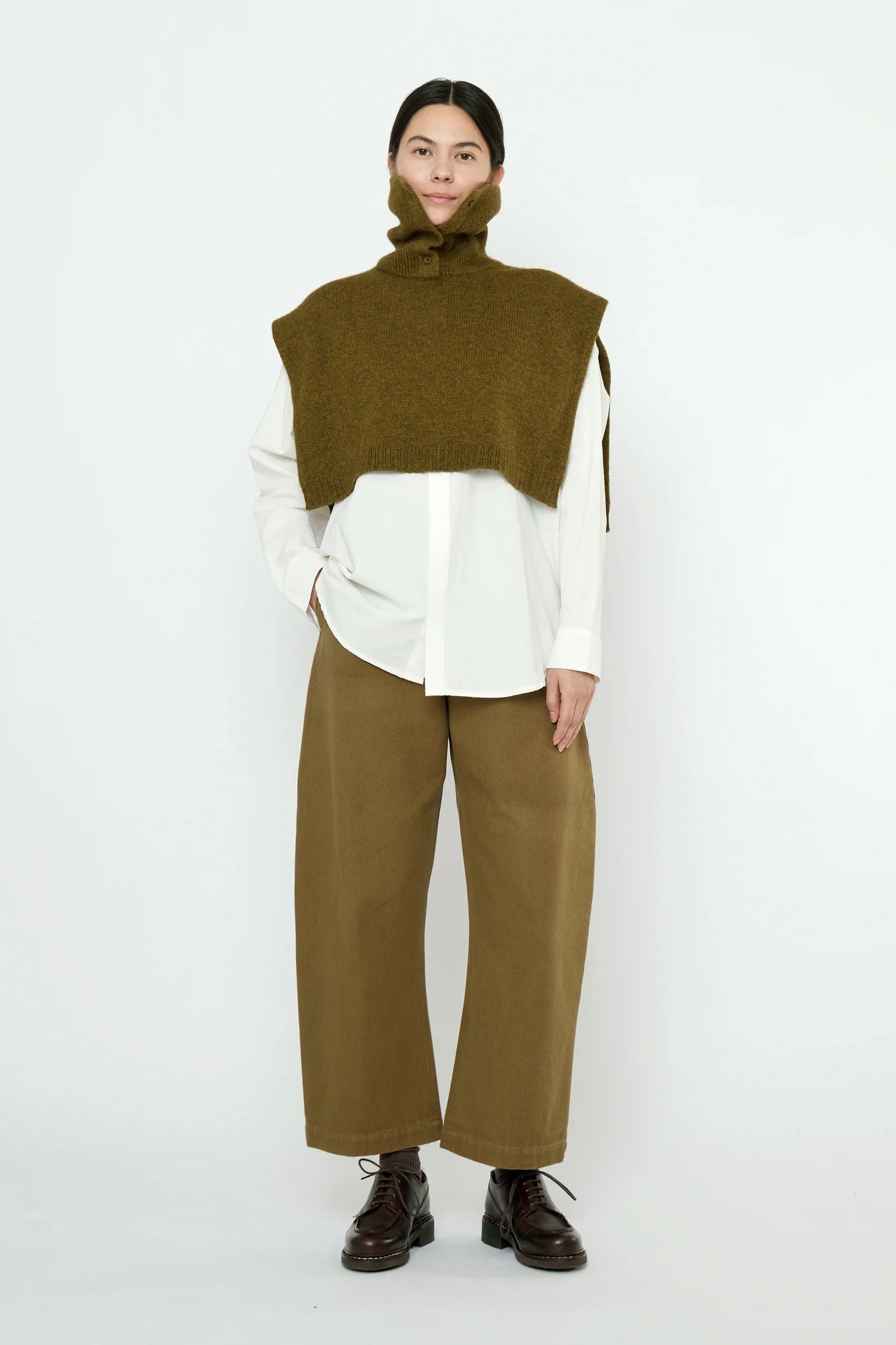 7115 by Szeki Knit Turtleneck Vest / Kelp