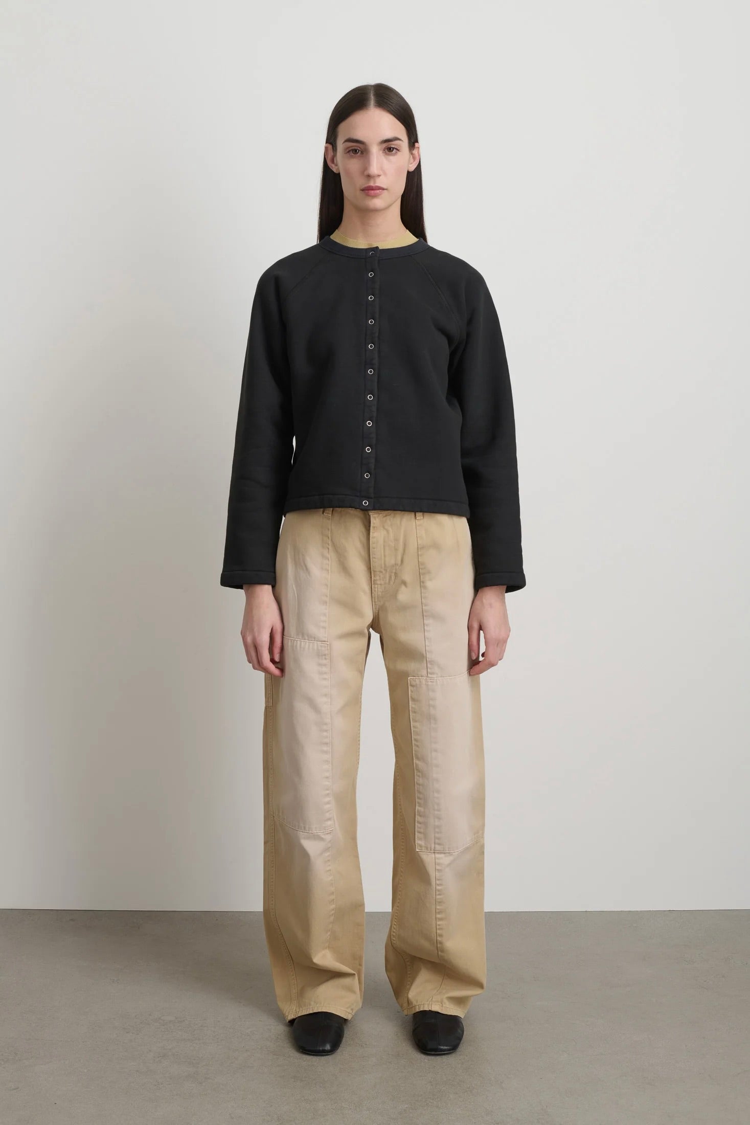 B Sides Snap Cardigan / Faded Black Overdye