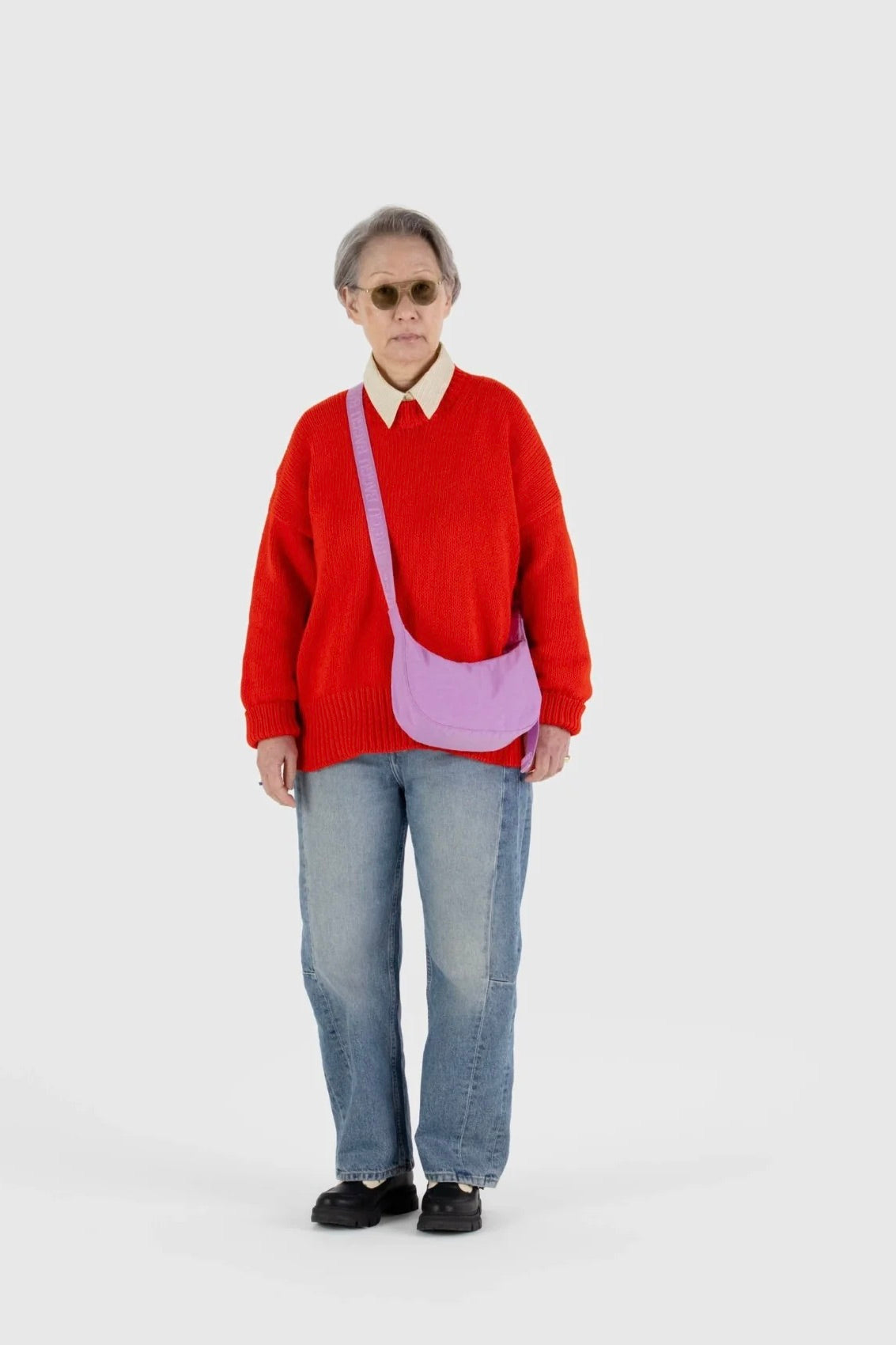 Baggu Small Nylon Crescent Bag / Peony