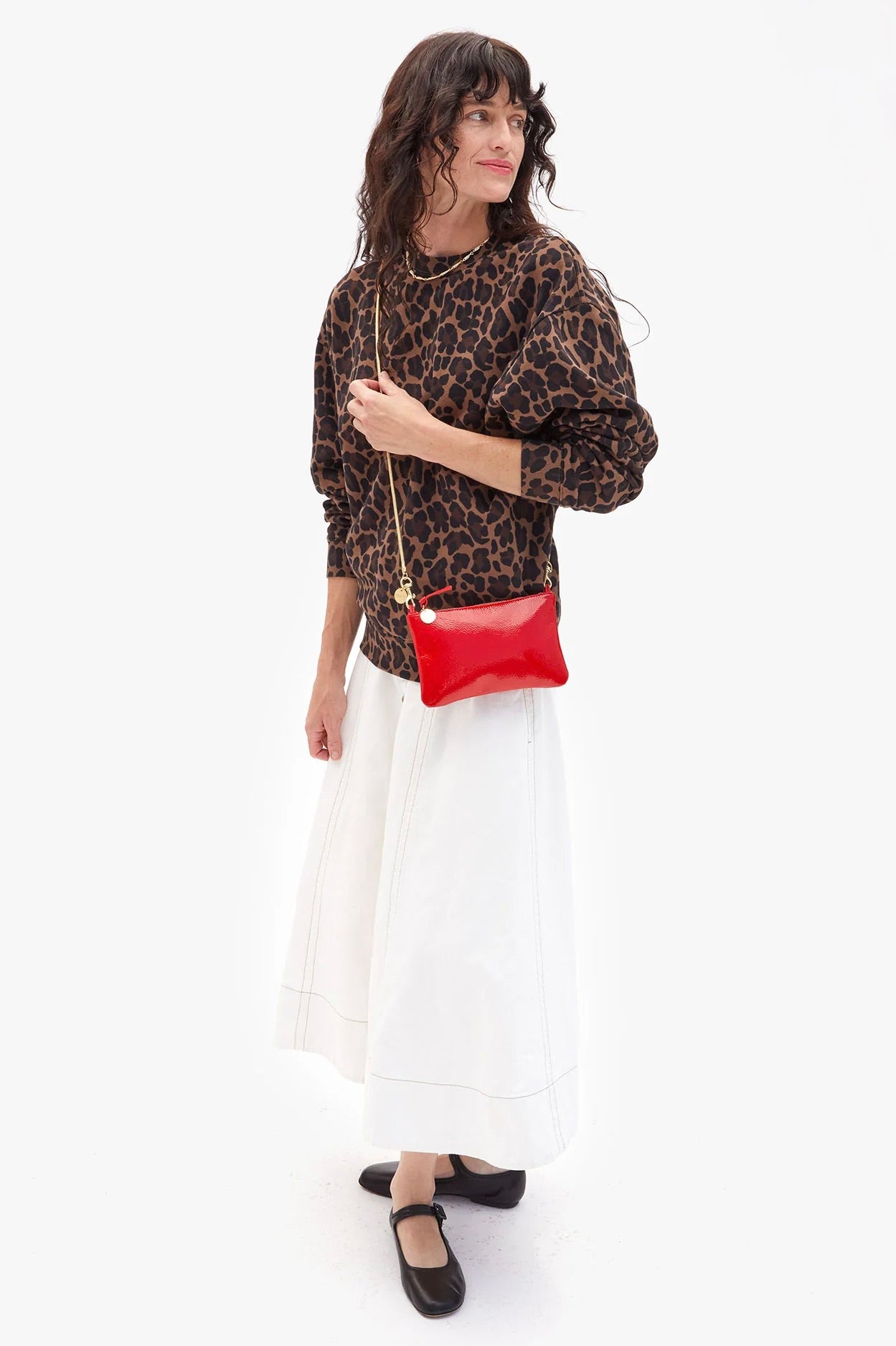 Clare V. Wallet Clutch with Tabs / Super Red Pucker Patent