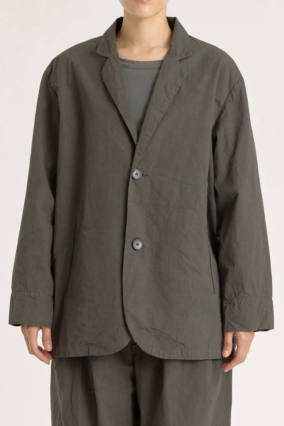Black Crane Crinkled Blazer / Dark Grey
