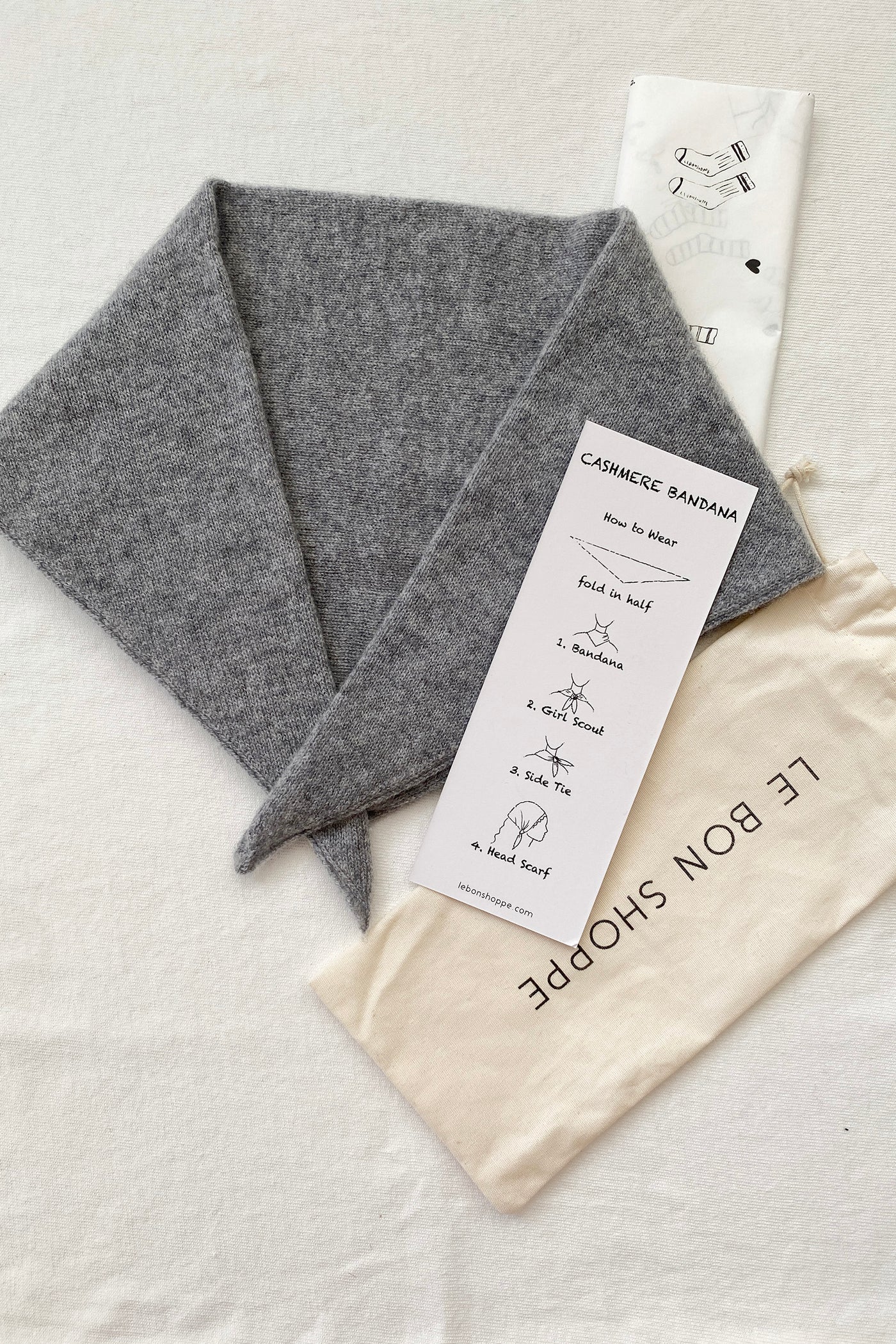 Le Bon Shoppe Cashmere Bandana / Heather Grey