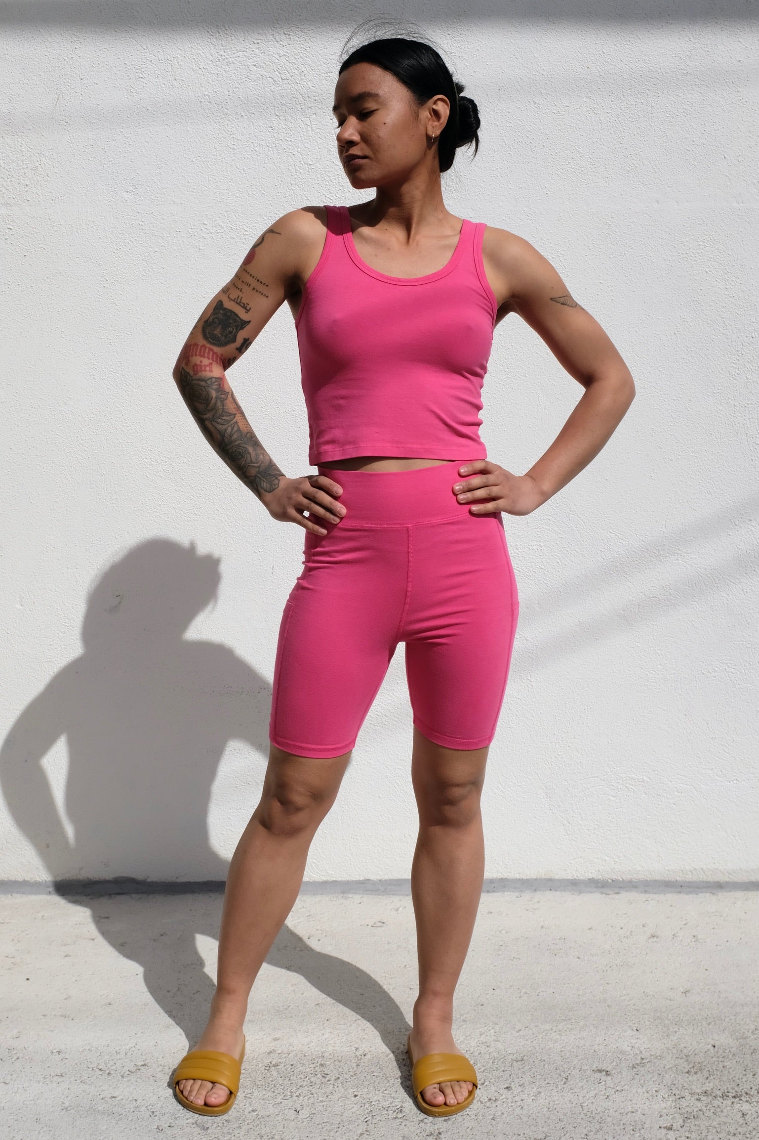 Bike Shorts w Pockets / Pink Grapefruit