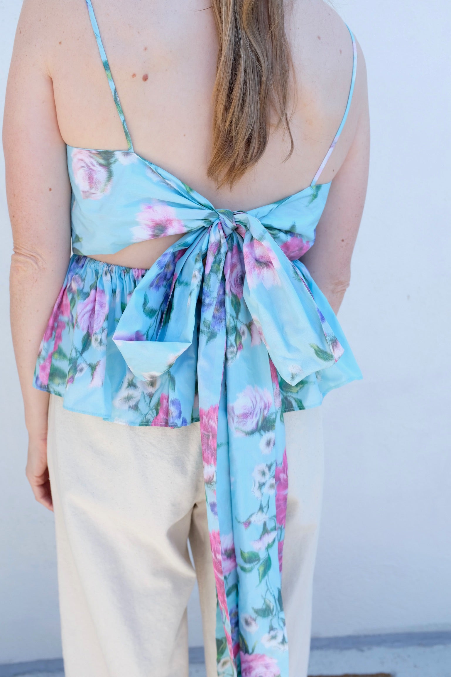 Eliza Faulkner Agnes Top / Aqua Floral Taffeta