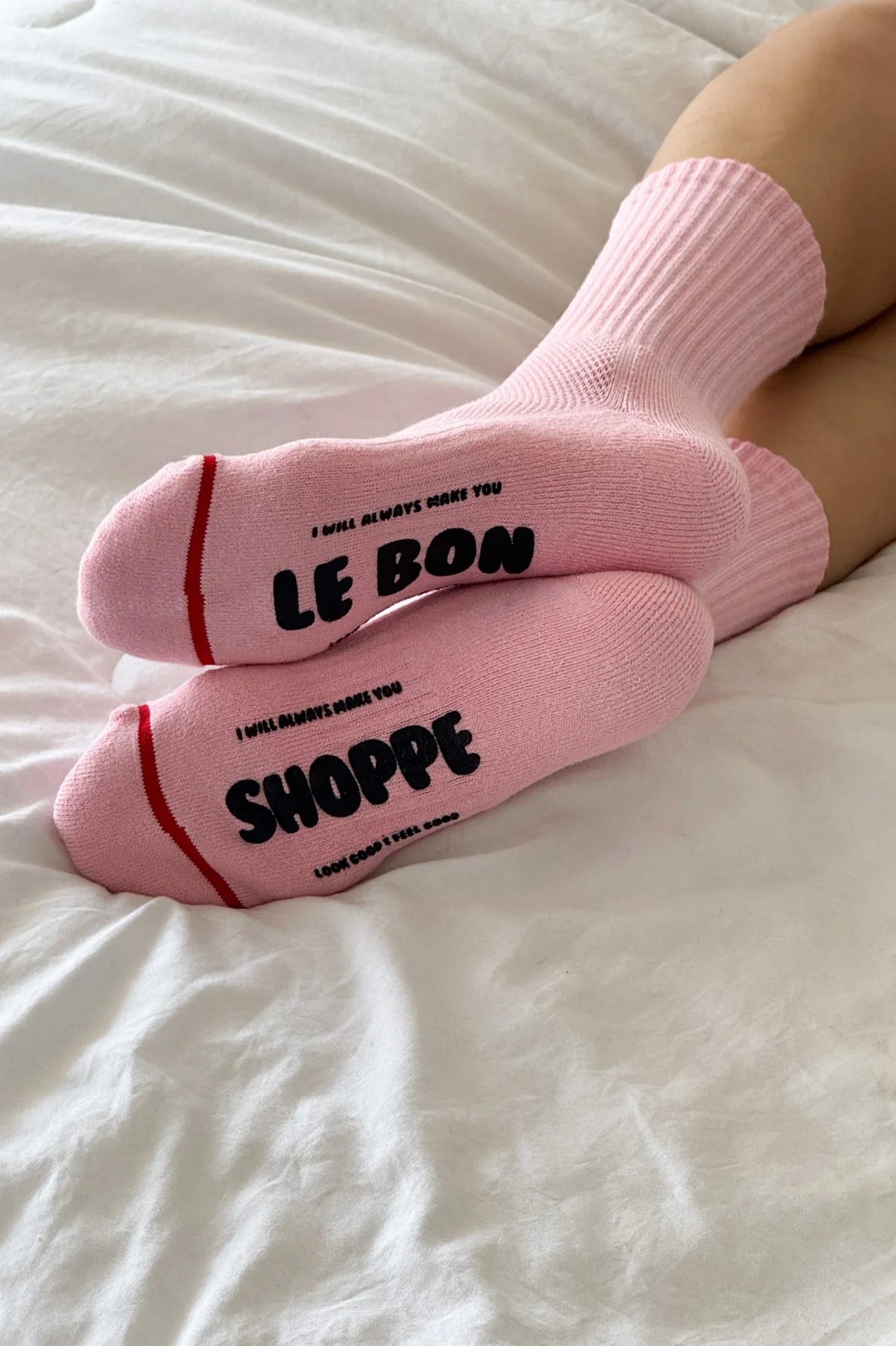 Le Bon Shoppe Hugger Socks / Pink Black