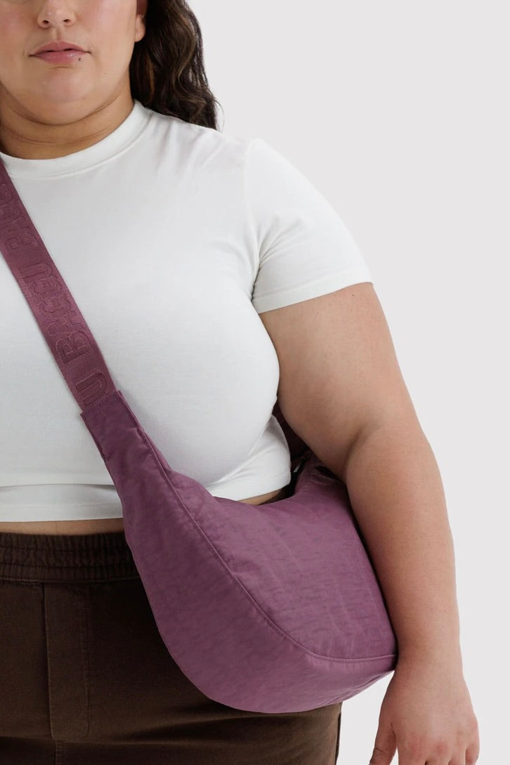 Medium Nylon Crescent Bag / Wild Plum