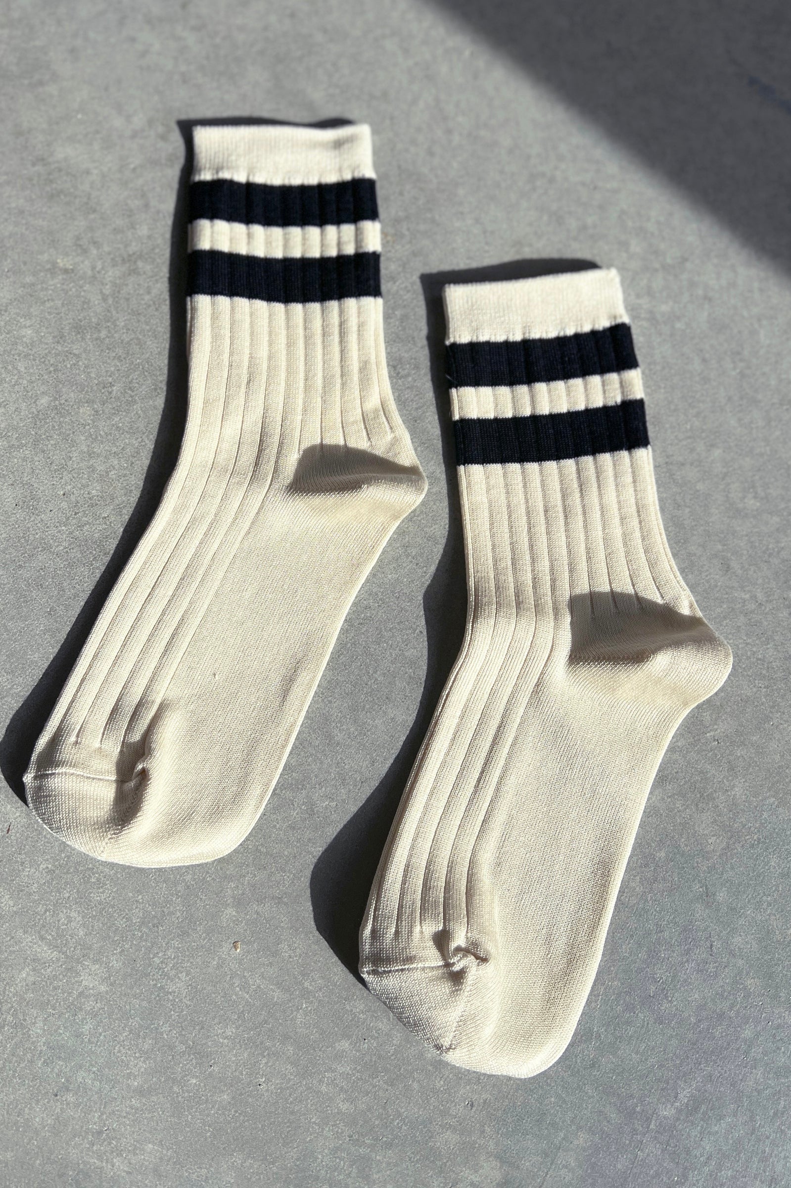 Le Bon Shoppe Her Varsity Socks / Cream + Black