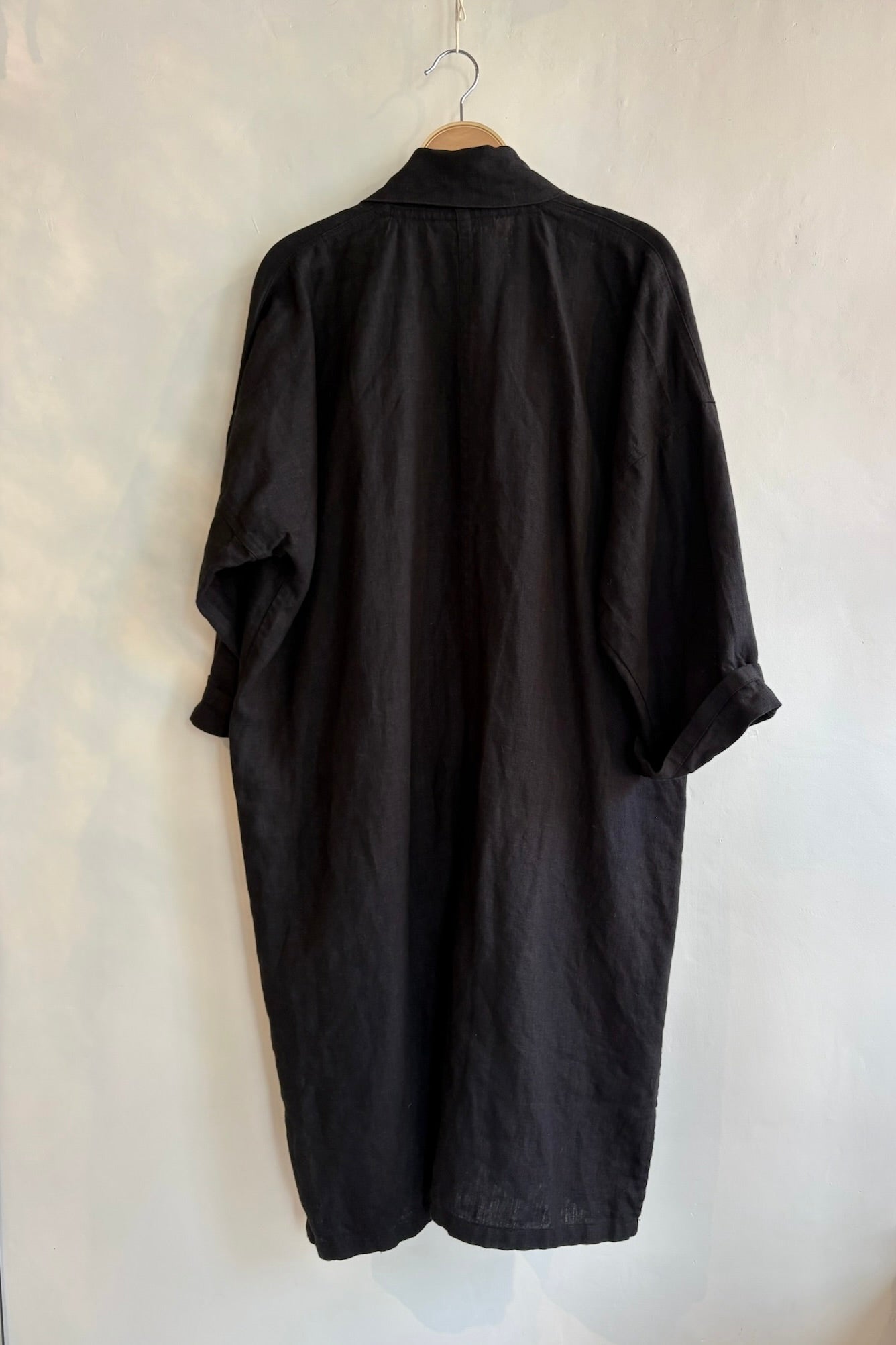 Pre-Loved / Moss Grey Linen Duster / Black / Size M