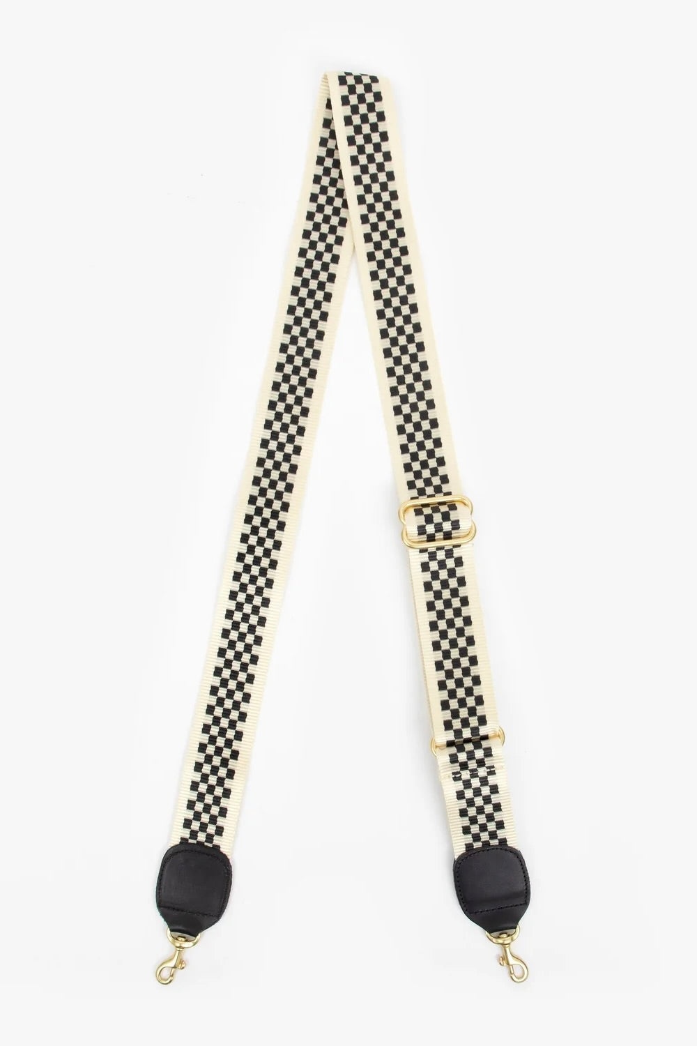 Adjustable Crossbody Strap / Black + Cream Checker