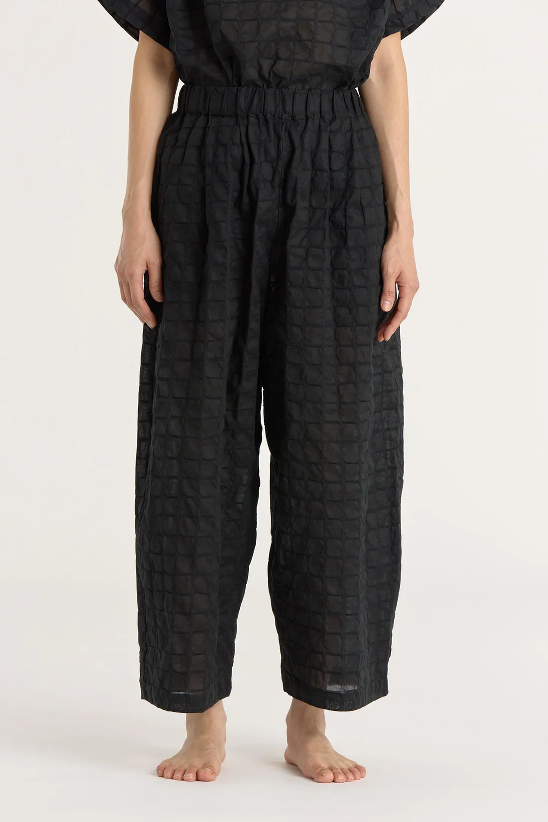 Black Crane Ripple Wide Pants / Black