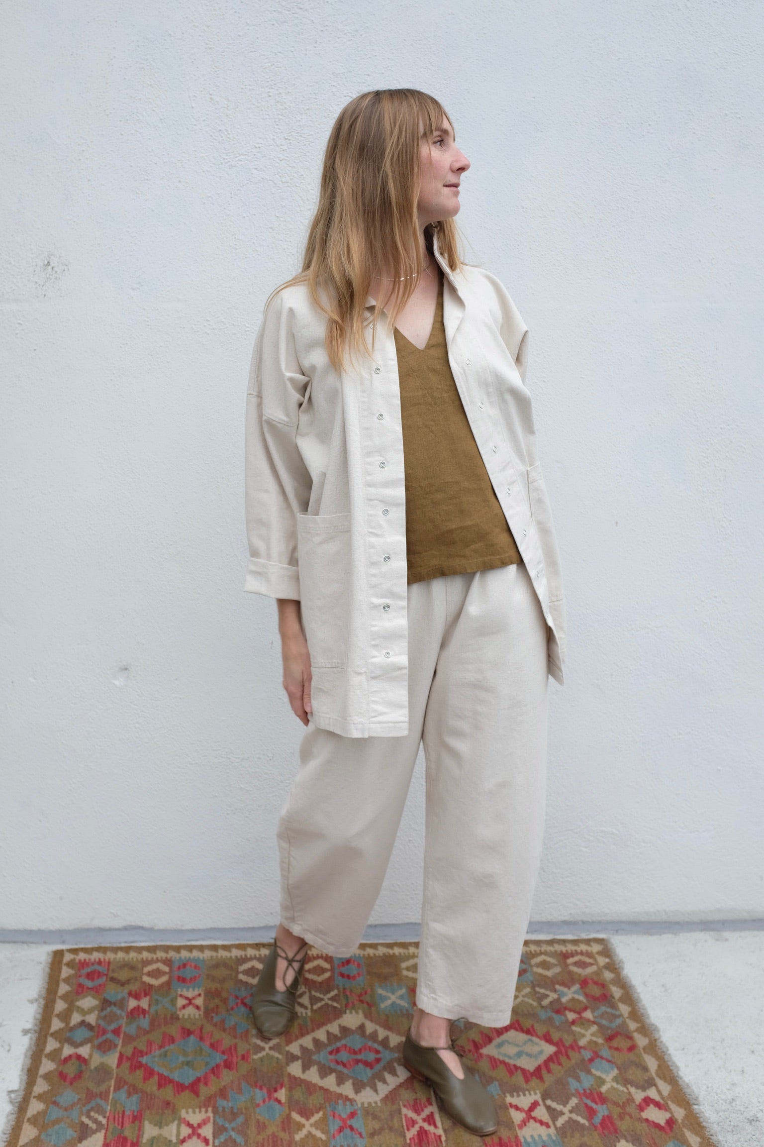 Moss Grey Madrone Chore Coat / Vanilla Bean