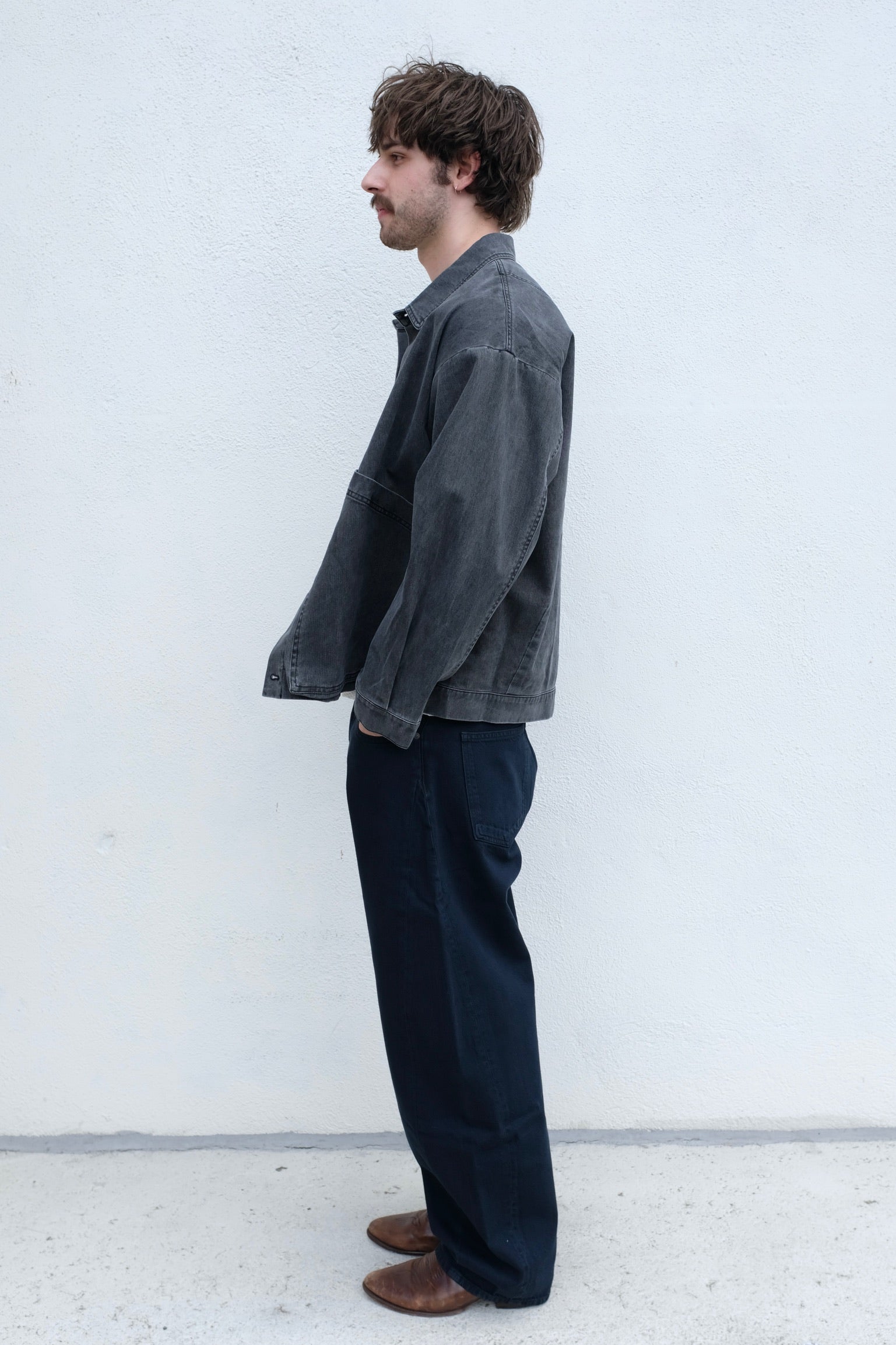 7115 by Szeki Signature Panel Pockets Jacket / Washed Black