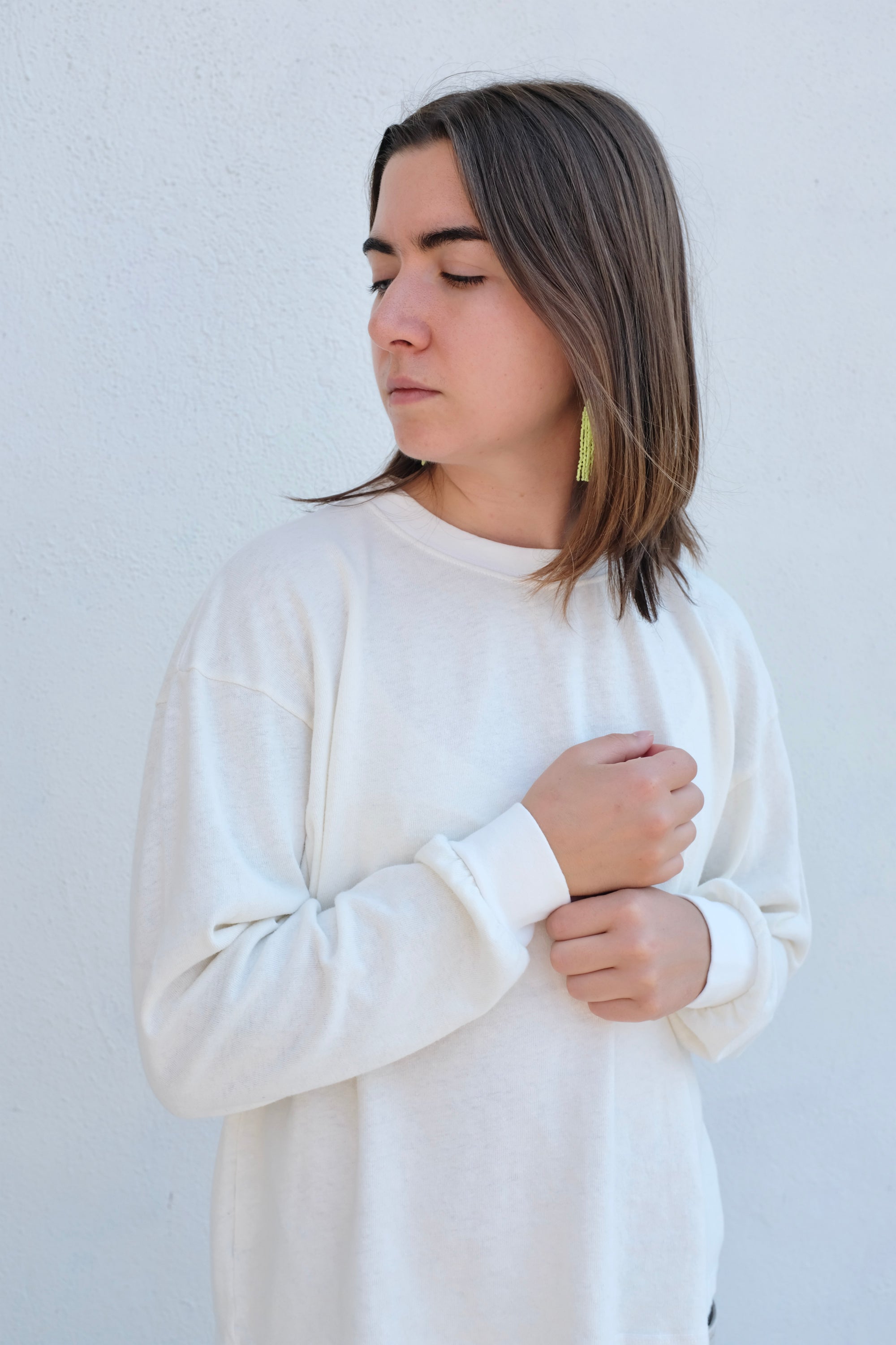 Jungmaven Cropped Long Sleeve Tee / Washed White