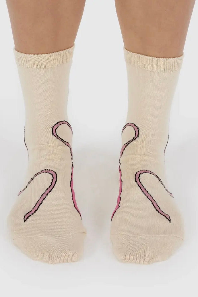Baggu Crew Sock / Pink Bow