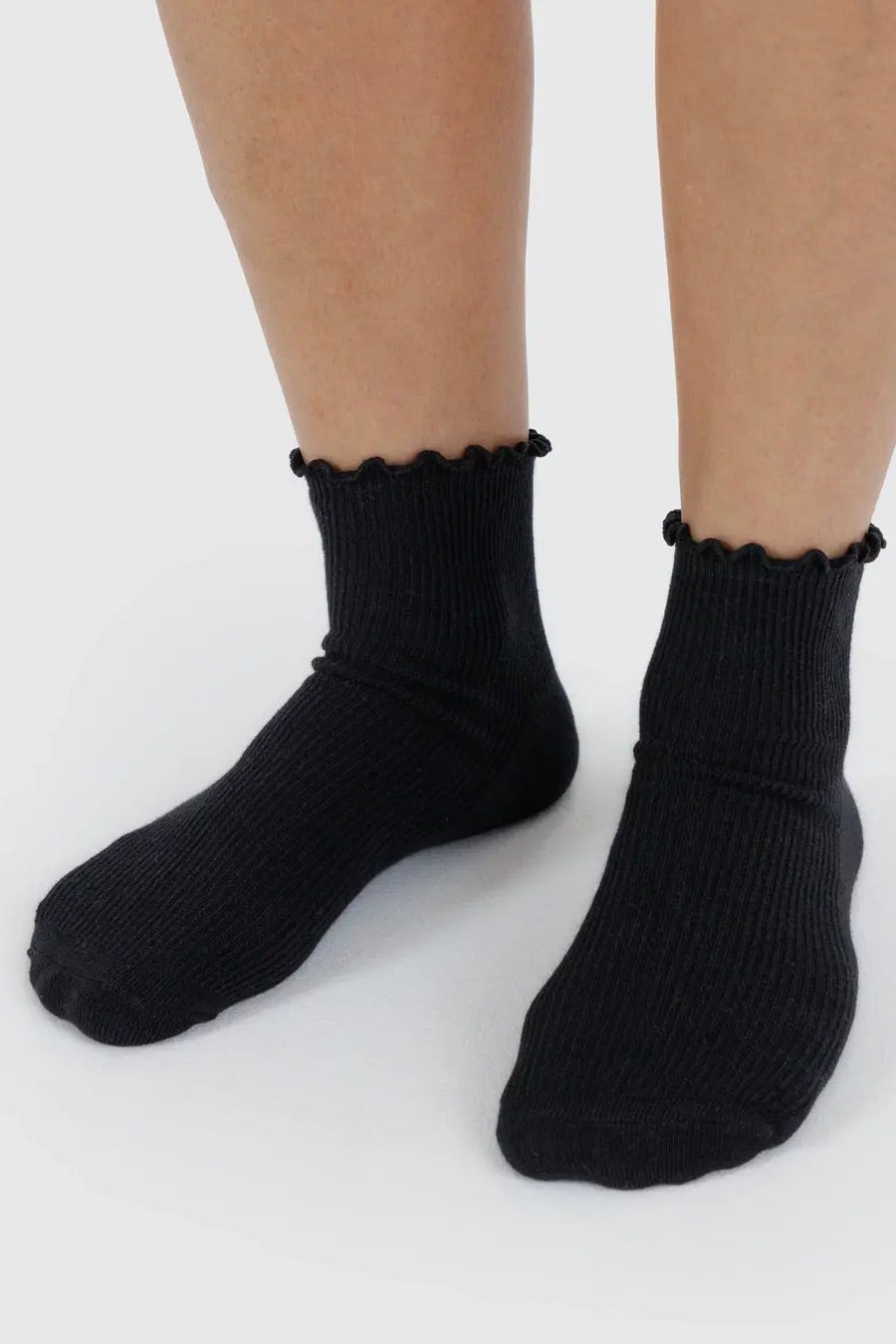 Baggu Lettuce Edge Sock / Heather Grey & Black