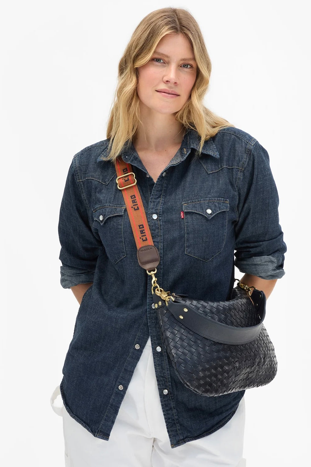 Adjustable Crossbody Strap / Ciao w Double Stripe