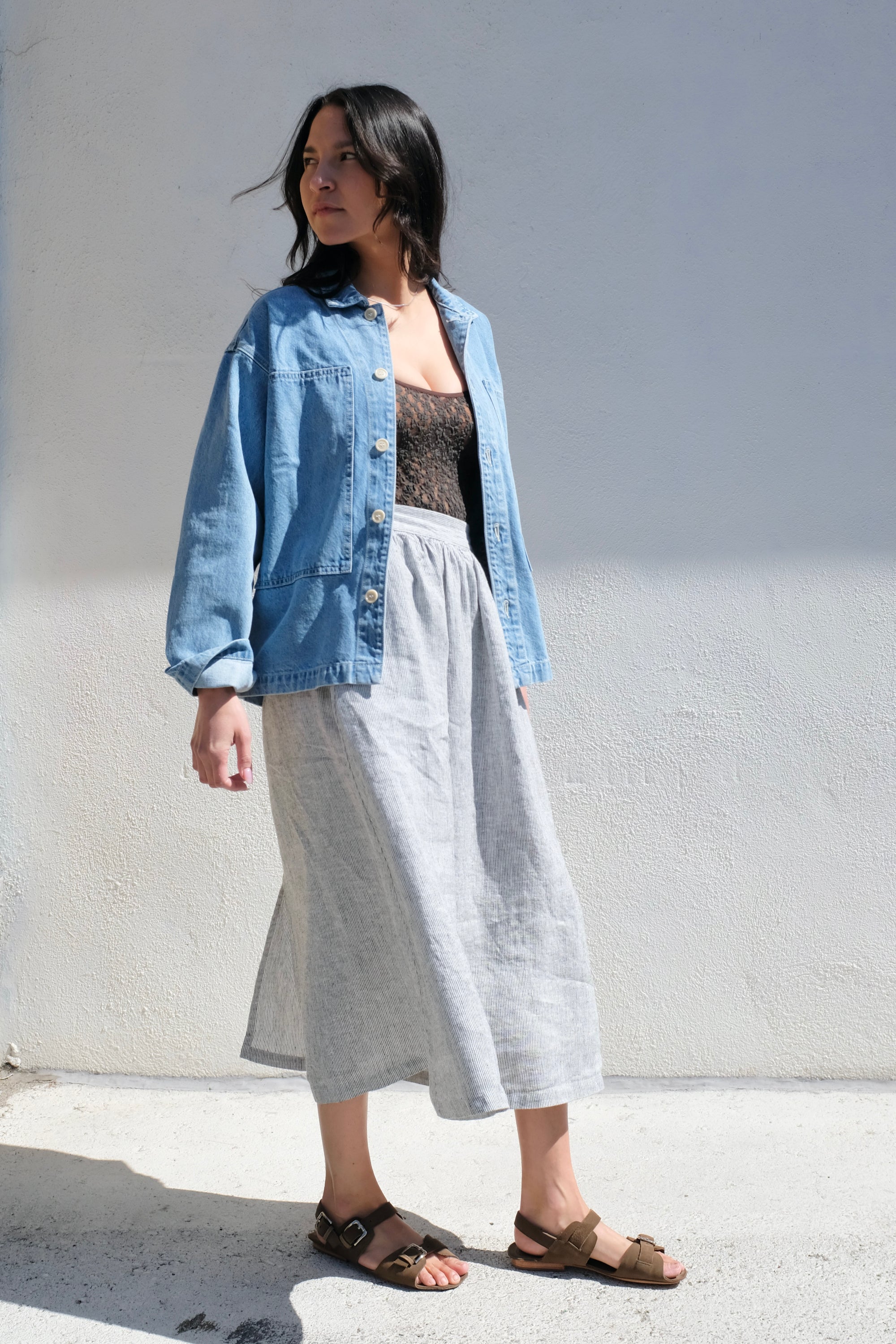 Gillian steven Molly Skirt / Charcoal Stripe