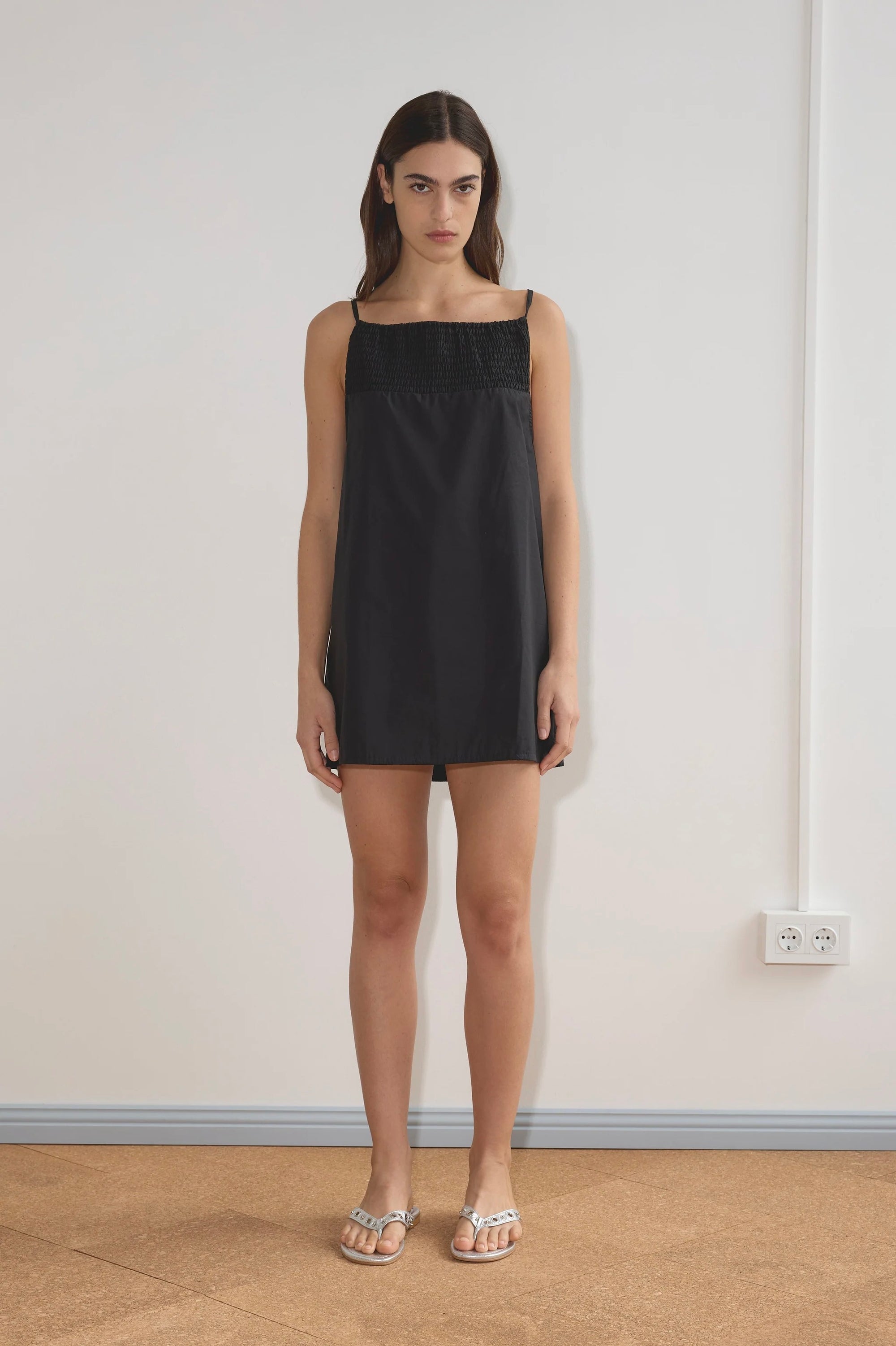 Deiji Studios Shirring Mini Dress / Black