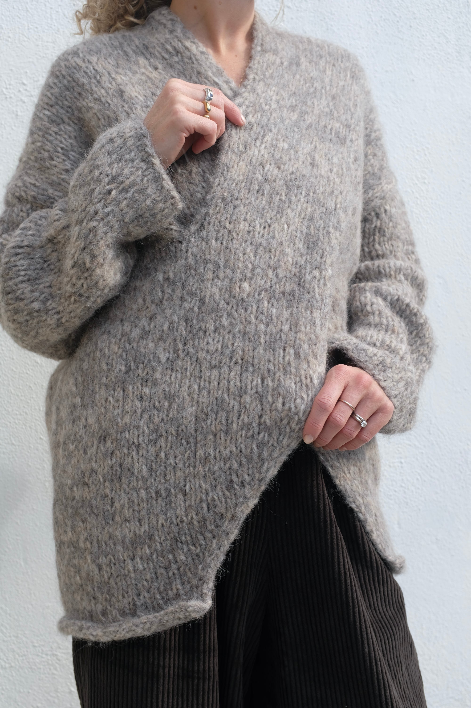 Lauren Manoogian Handknit Big Cable Pullover / Marl