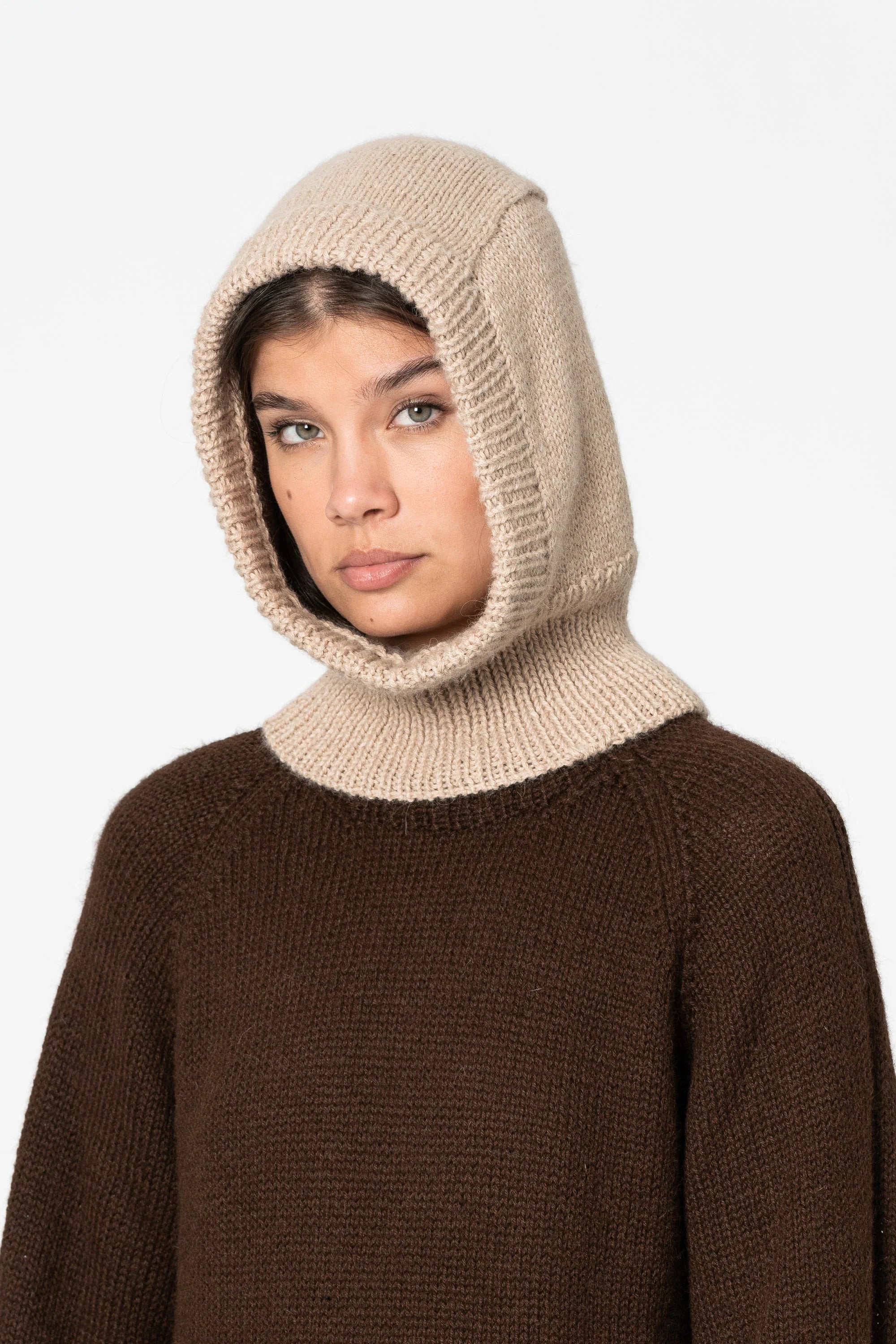 Dinadi Alpaca Handknit Balaclava / Desert Sand