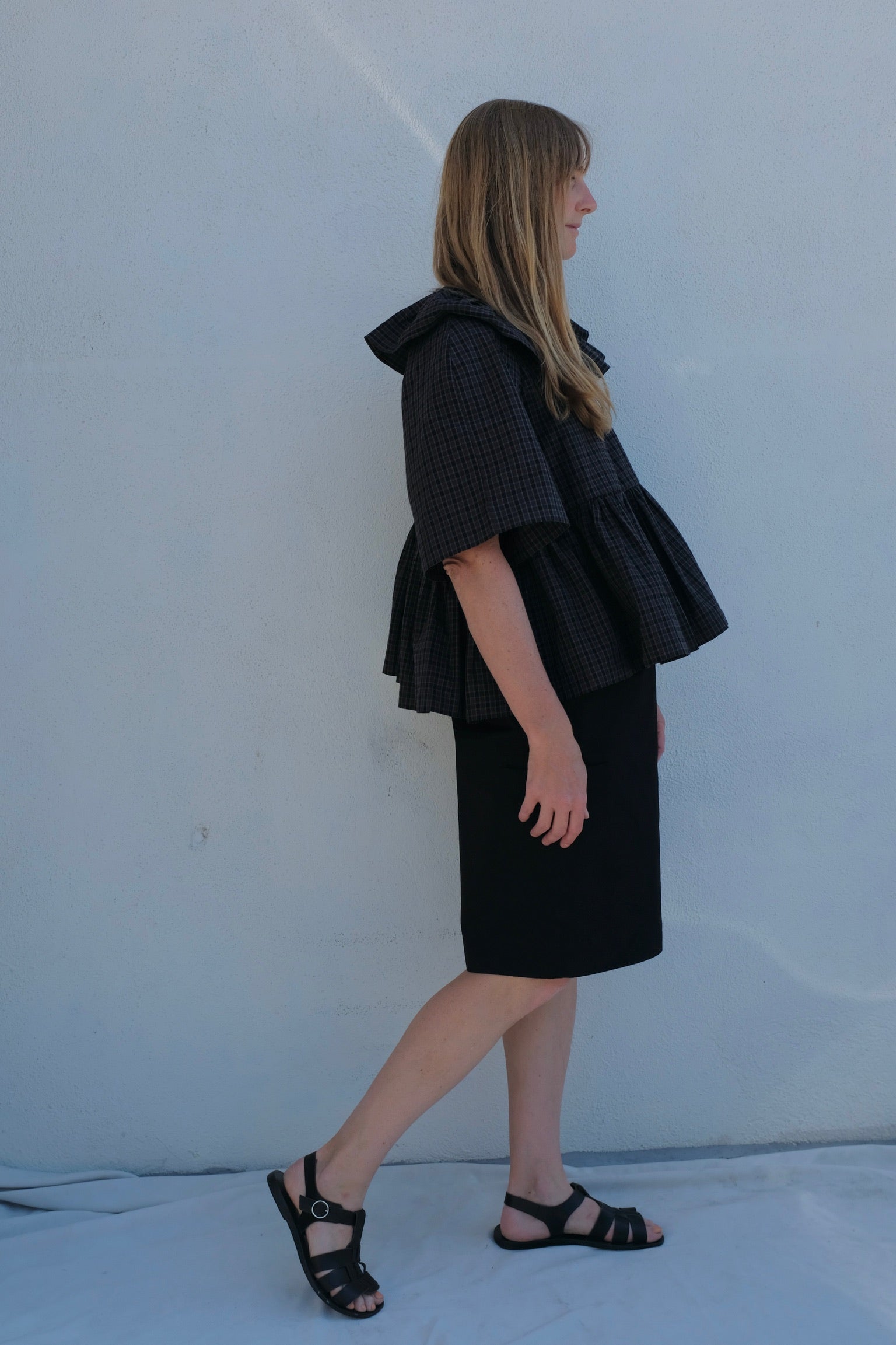 Cawley Japanese Cotton Delilah Frill Top / Smoke Check