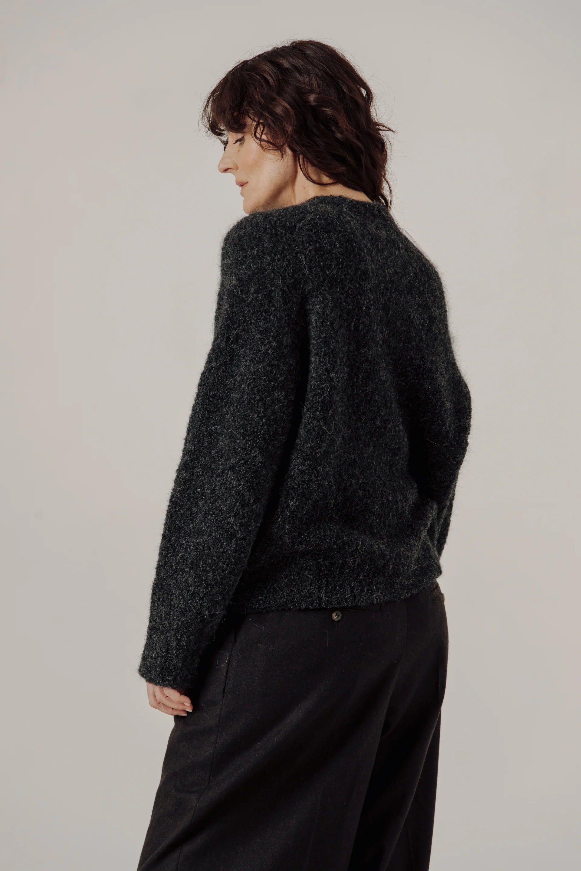 Bare Knitwear Colette Boucle Crewneck / Basalt