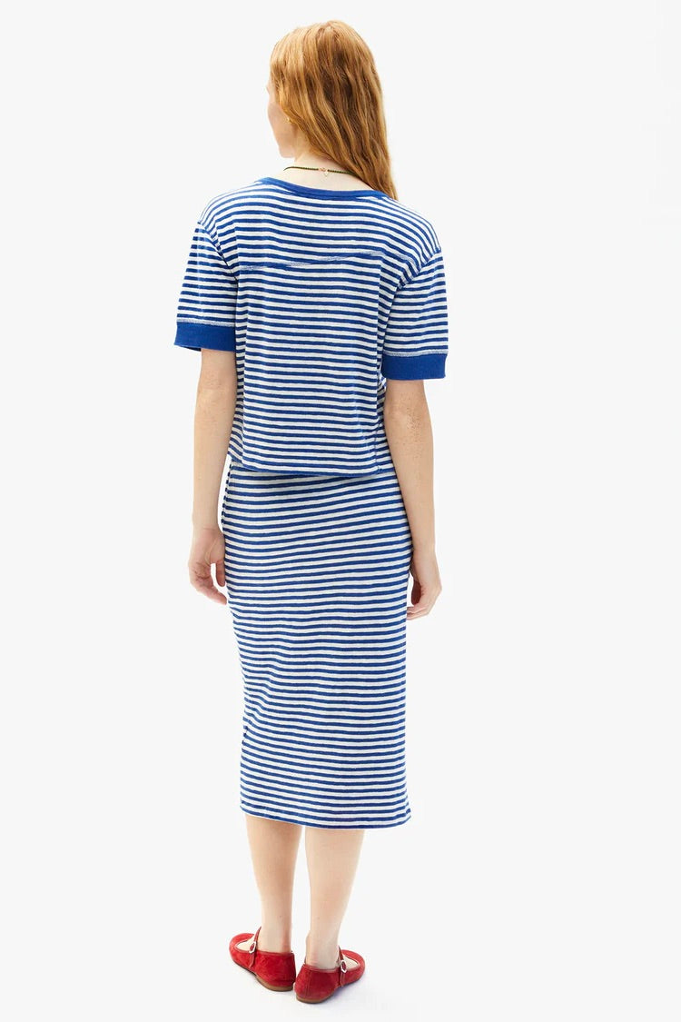 Clare V. Le Tube Skirt / Cobalt + Cream Stripe