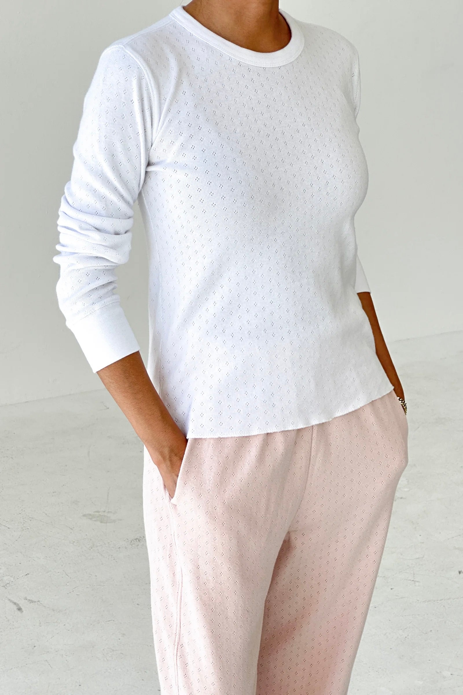 Le Bon Shoppe Pointelle Fundamental Tee / Snow White