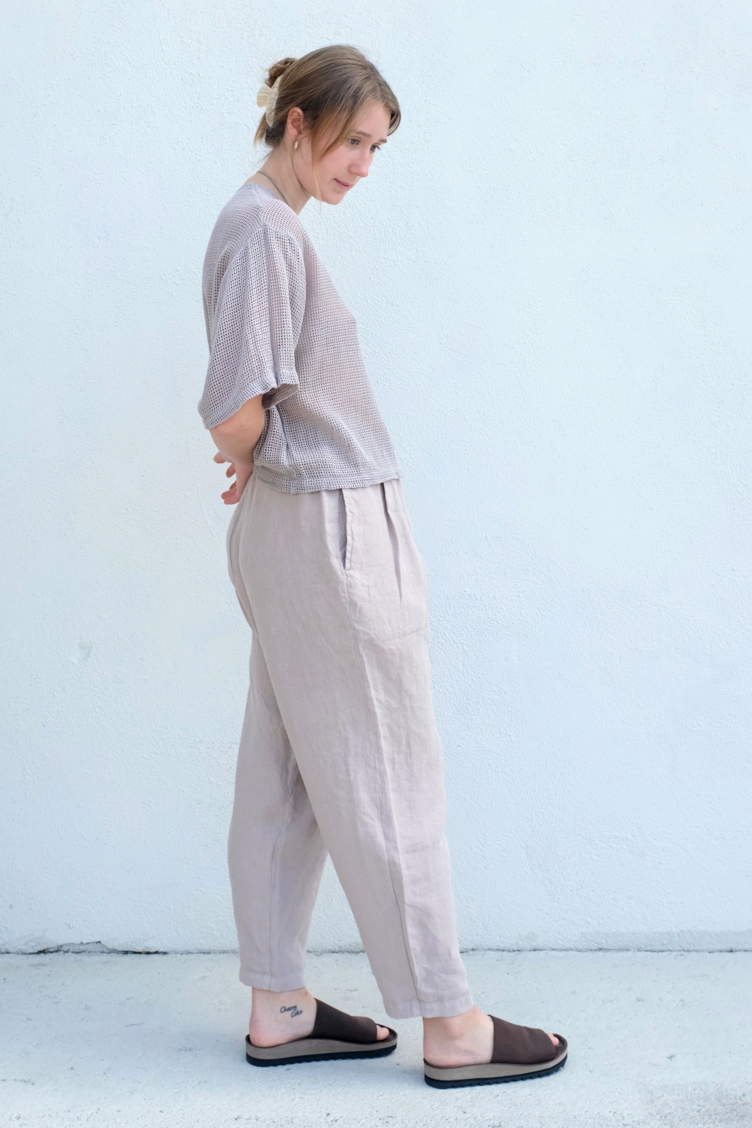 Black Crane Fishnet Top / Stone