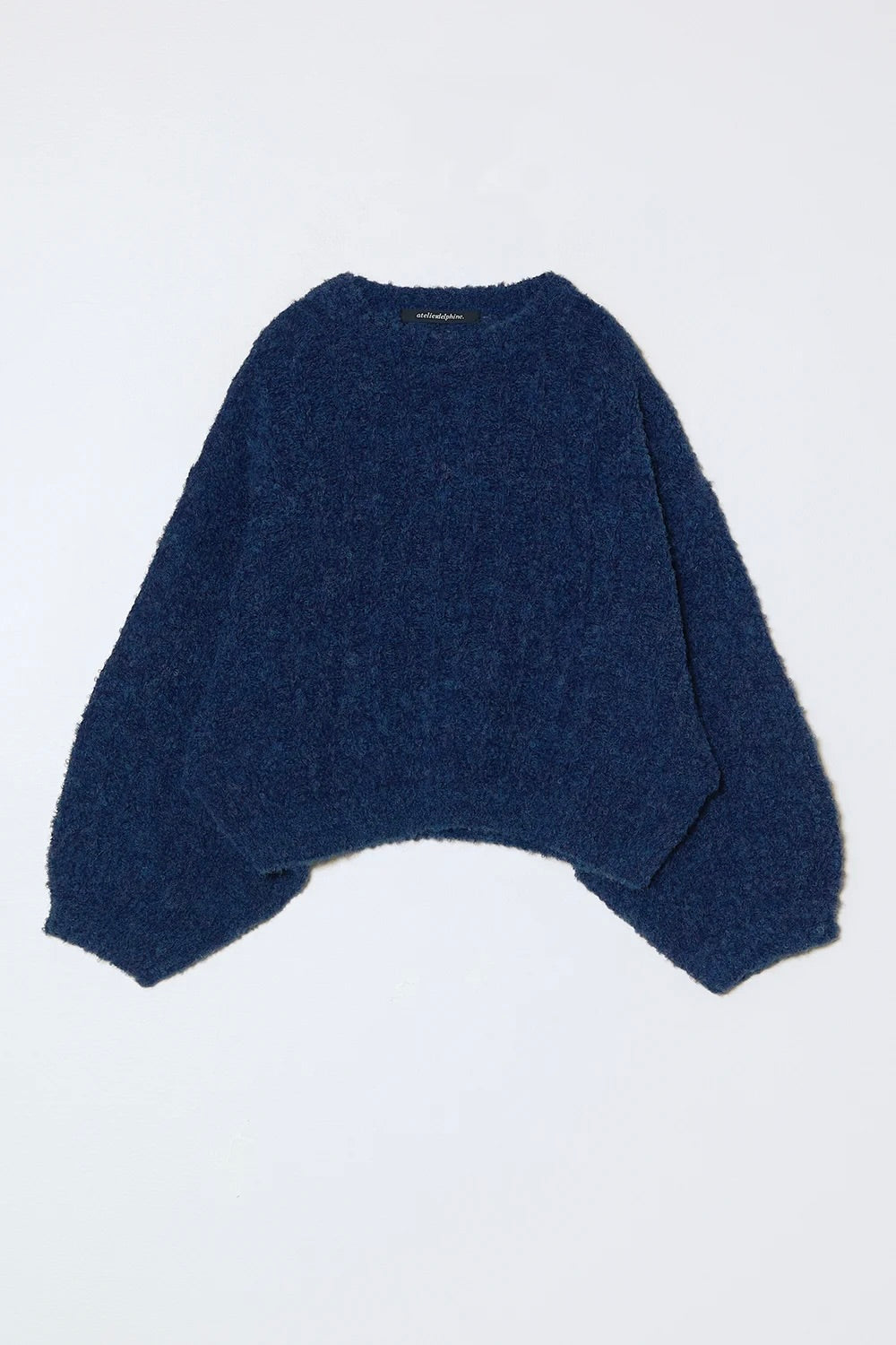 Plush Airy Bouclé Balloon Sleeve Sweater / Indigo