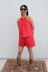 Stateside Linen Smocked Shorts / Poppy