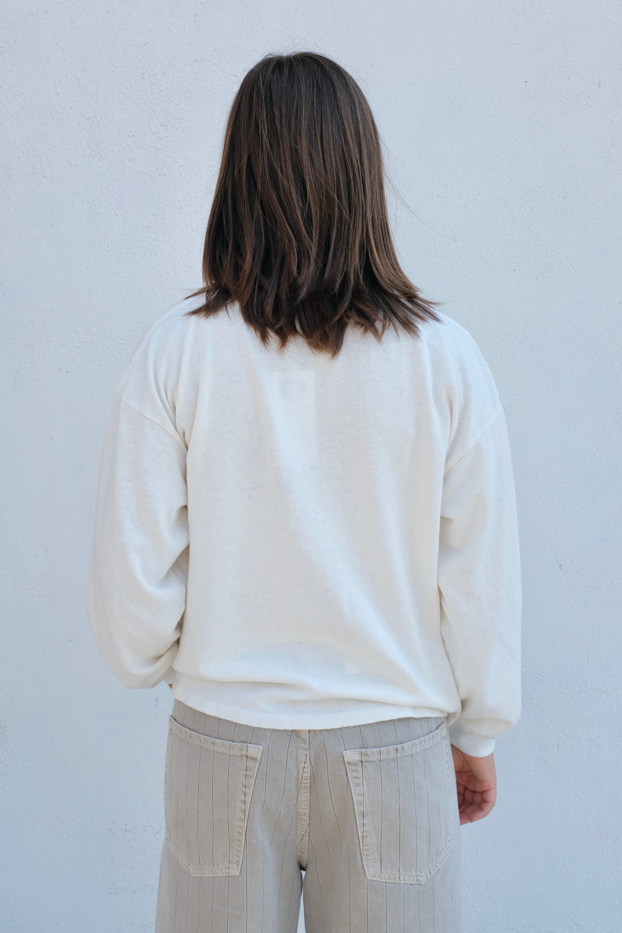 Jungmaven Cropped Long Sleeve Tee / Washed White